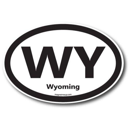 WY Wyoming US State Oval Magnet Decal, 4x6 Inches, Automotive Magnet for Car