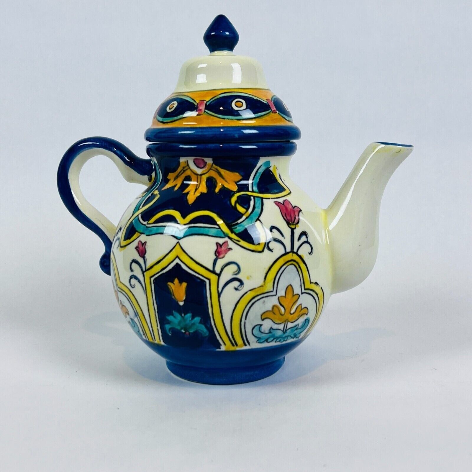 Vintage Maxcera Turg Blue Moroccan Teapot With Lid