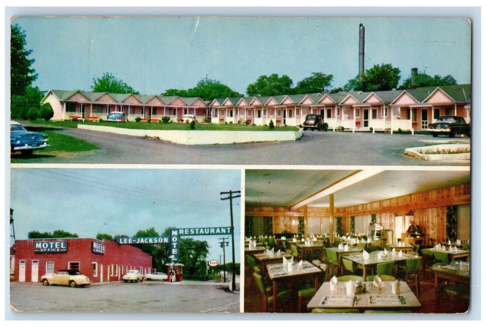1957 Lee-Jackson Motel Restaurant Winchester VA Multiview Posted Postcard