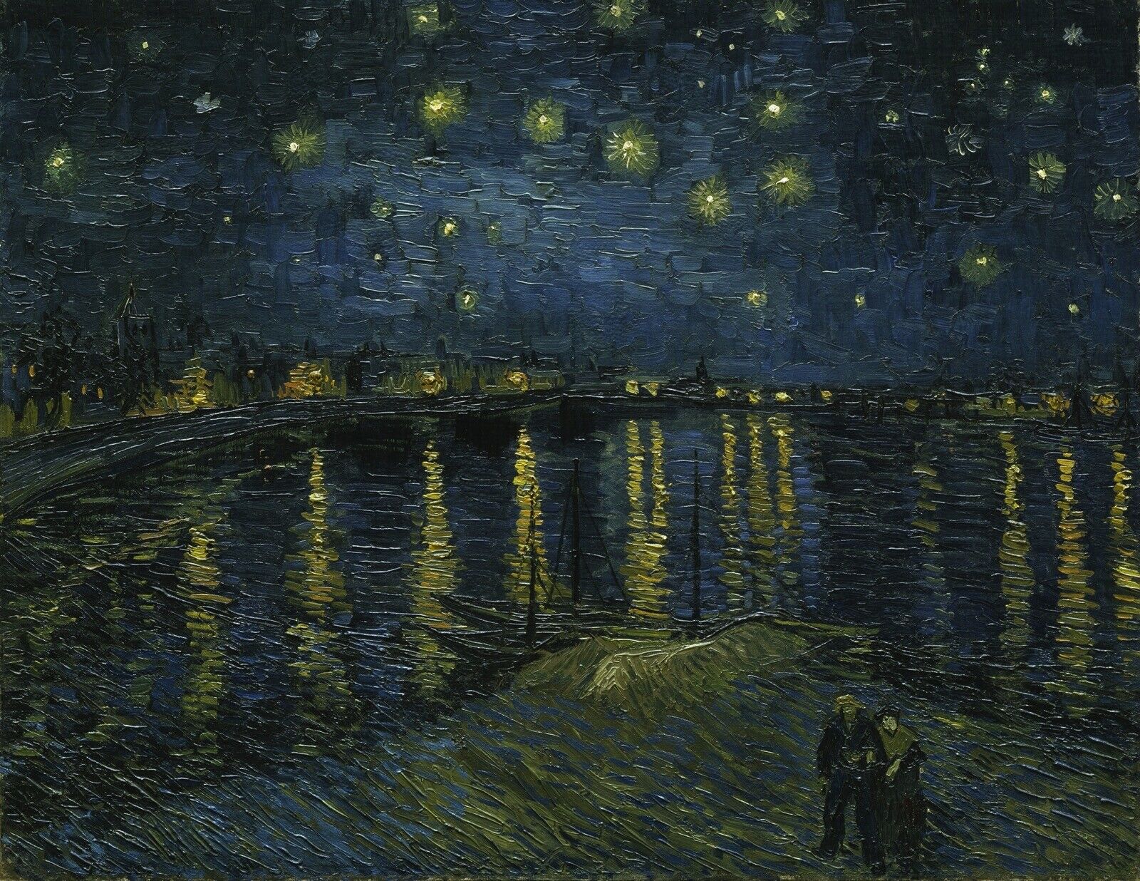 Starry Night Over the Rhone by Vincent Van Gogh Giclee Print Repro on Canvas