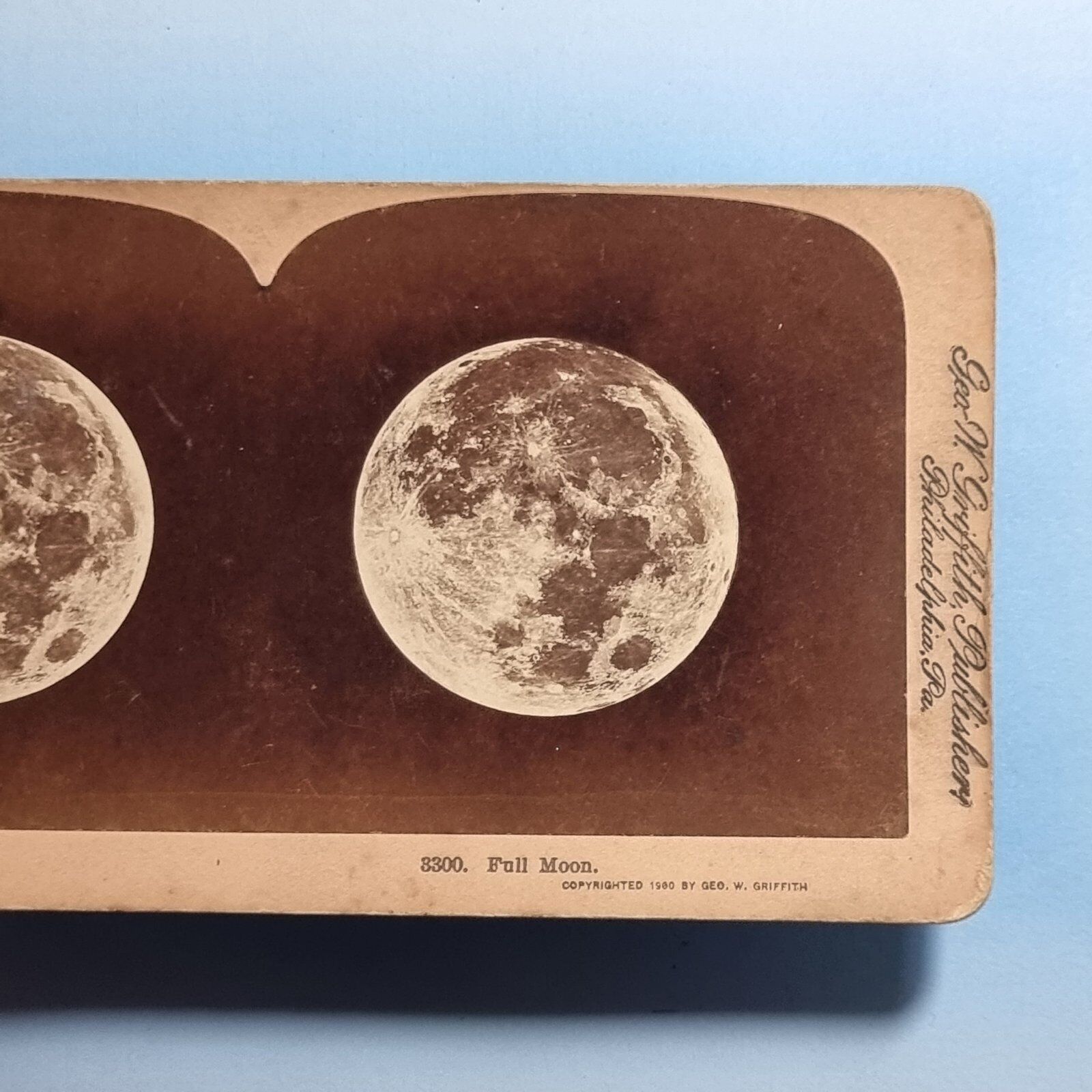 VIctorian Astronomy Stereoview 3D C1900 Real Photo Full Moon Lunar Study
