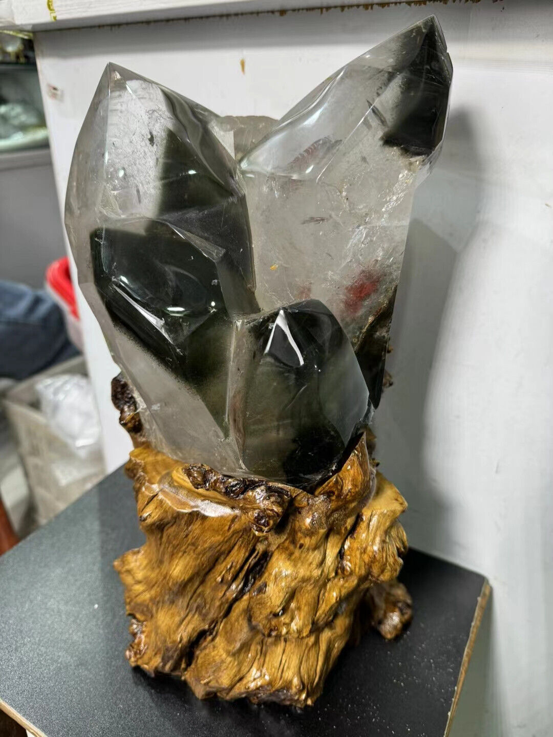 20.5LB TOP Natural Green Ghost Phantom Quartz Crystal Mineral Specimen Decor