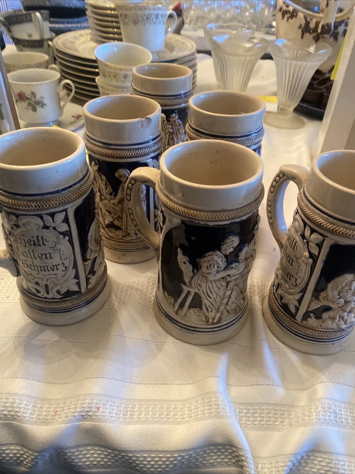Vintage Beer Stein Made In Germany 7 Inches German Quote Set 6