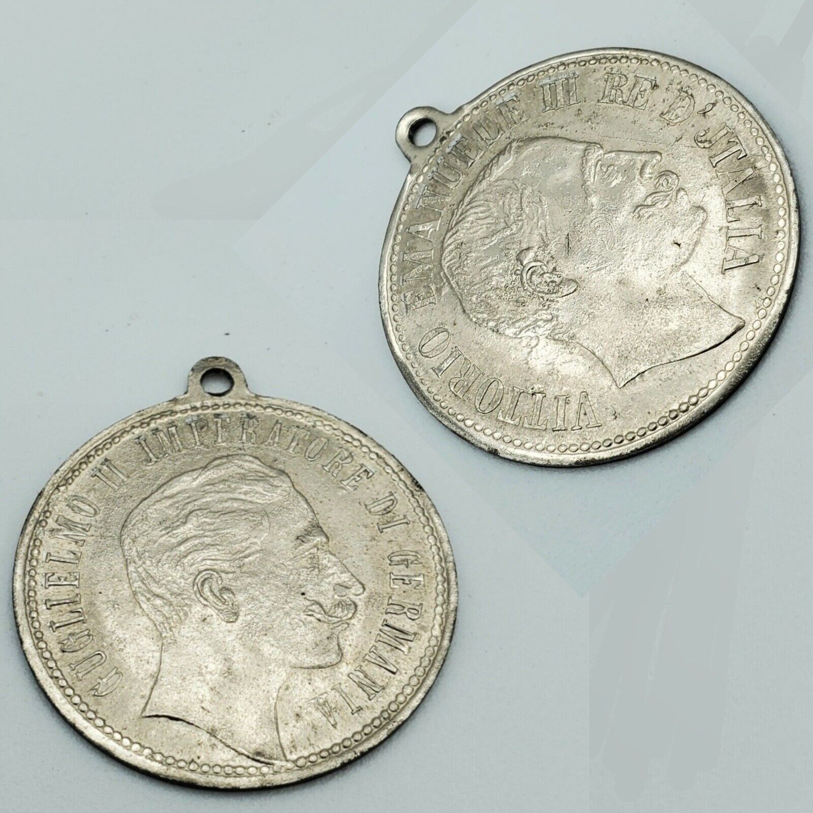 1900 Italy Germany Kings Kaiser Wilhelm II Victor Emmanuel III medal pendant old