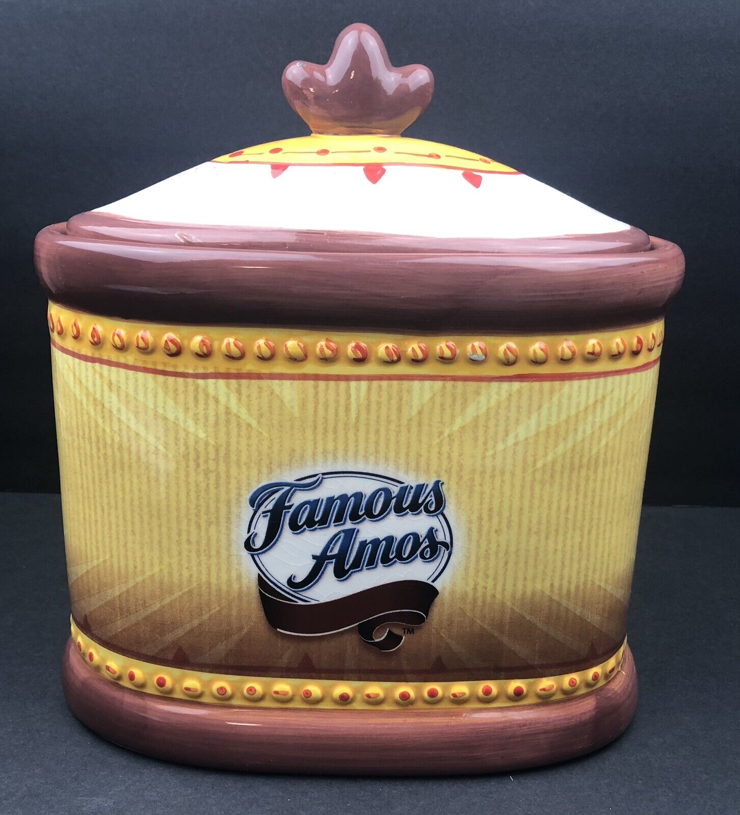 Famous Amos Cookies Hand Painted Cookie Jar By Sherwood 2006 Size 11 x 9 inches
