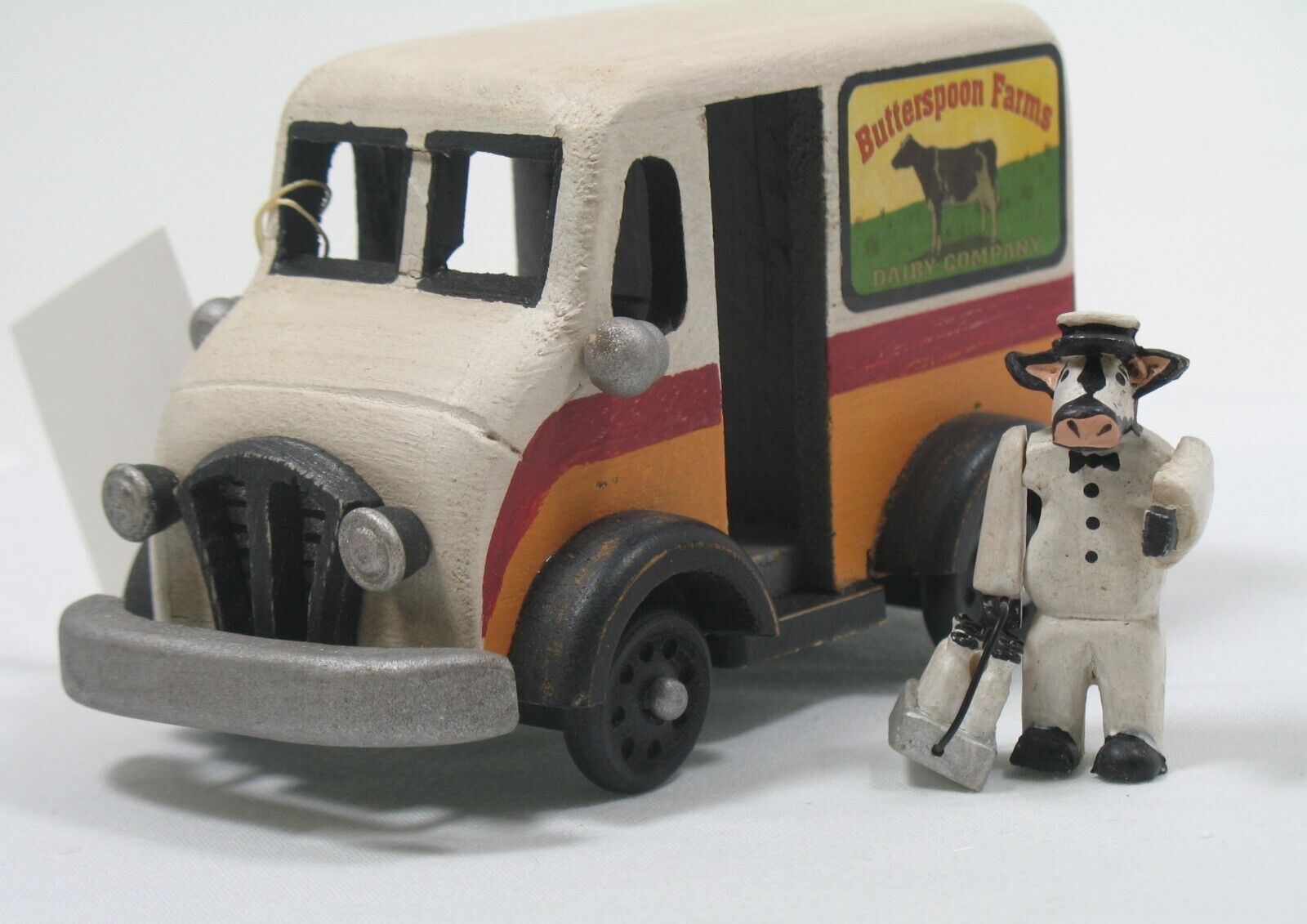 Milk Truck Wooden Cow Delivery Truck w/Cow Delivery Person Brand New in Box