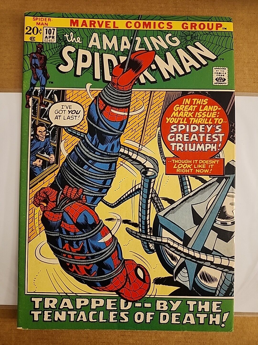 AMAZING SPIDER-MAN #107 (Marvel Comics 1972) Mid Grade Stan Lee John Romita Gwen