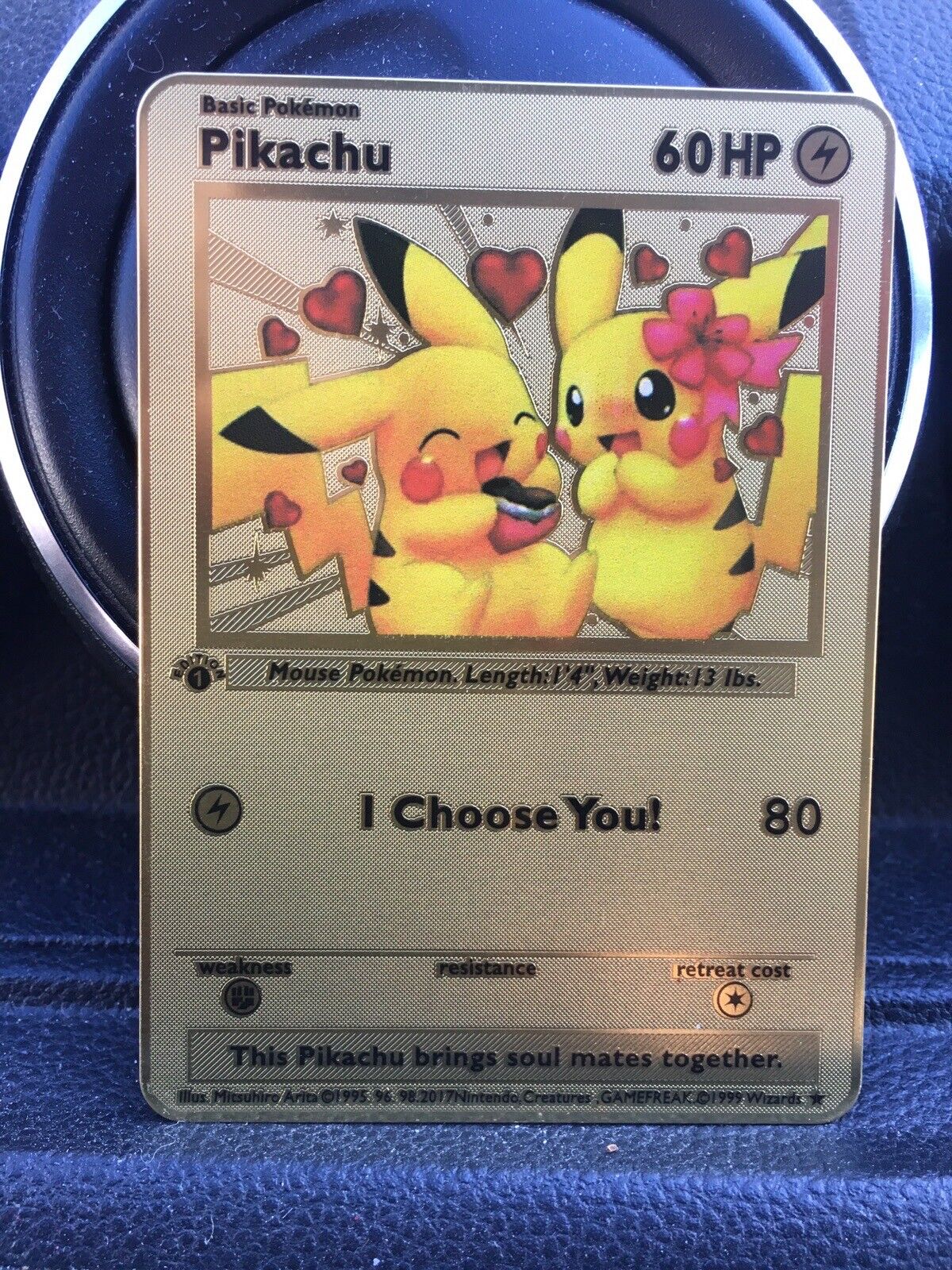 Pikachu - Gold Steel Pokemon Card -  60HP - English - I Choose You - Or Gift - 2