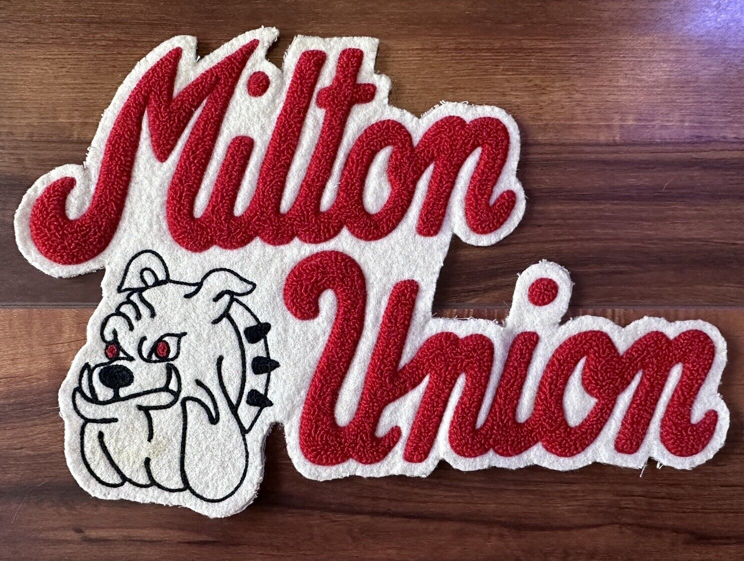 Vintage 1950s Milton Union Bulldogs Varsity Letterman Patch Chenille Wool Felt