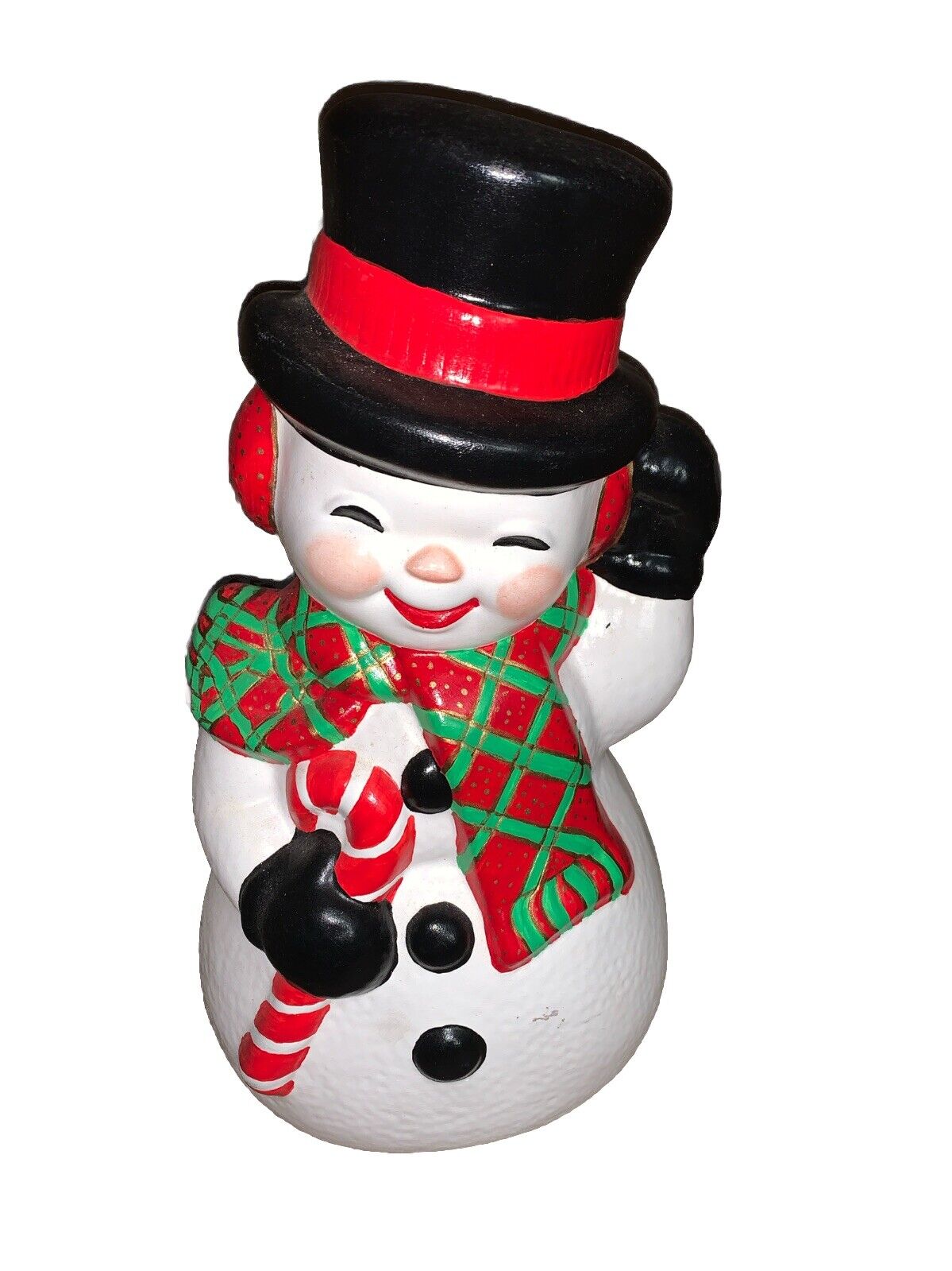 Vintage  12” Christmas Ceramic Mold Frosty Snowman Figurine