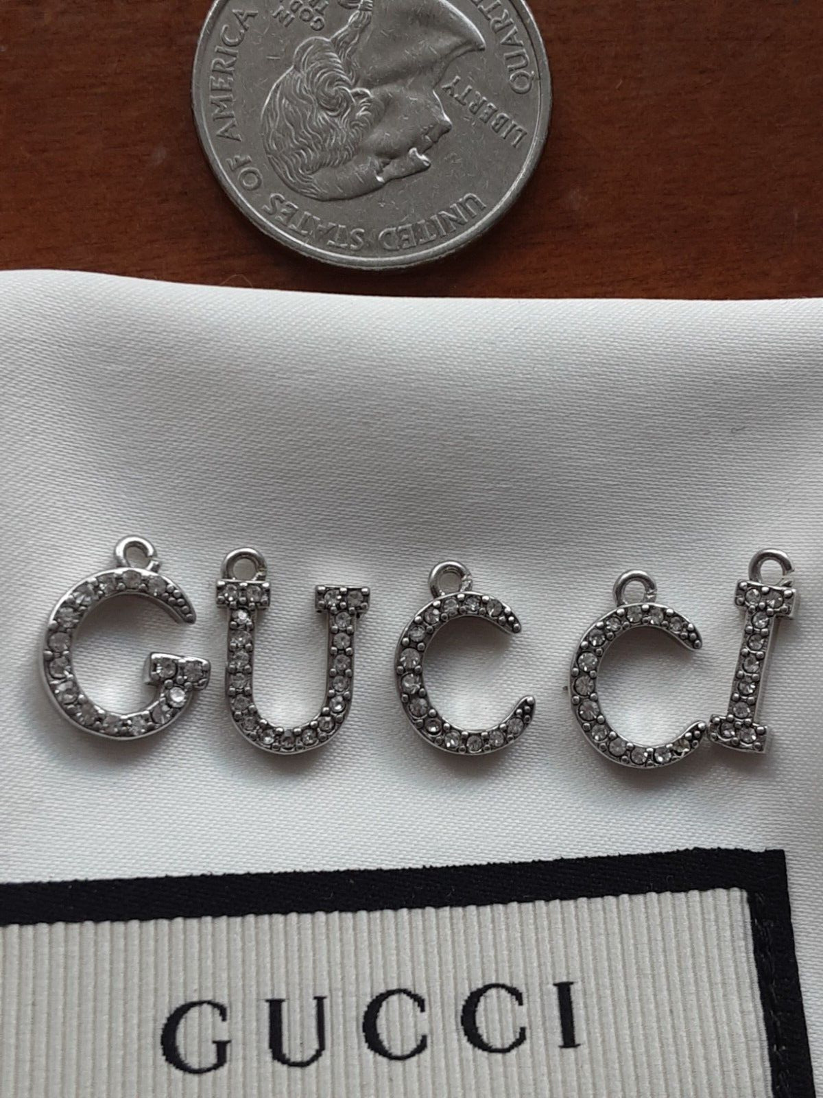 Gucci bronze metal   zipper pull  letters  buttons