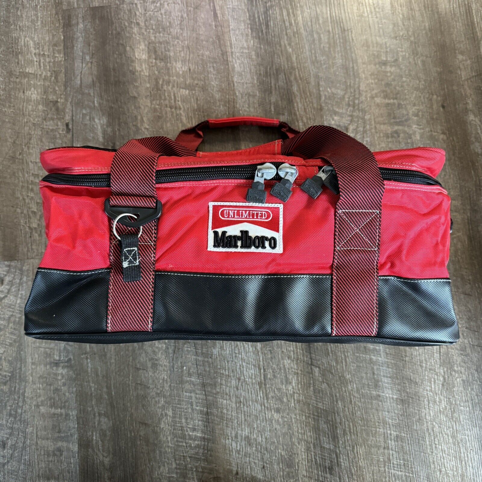 Vintage Marlboro Unlimited Gear Large Red Divided Cooler Bag Duffel Insulated