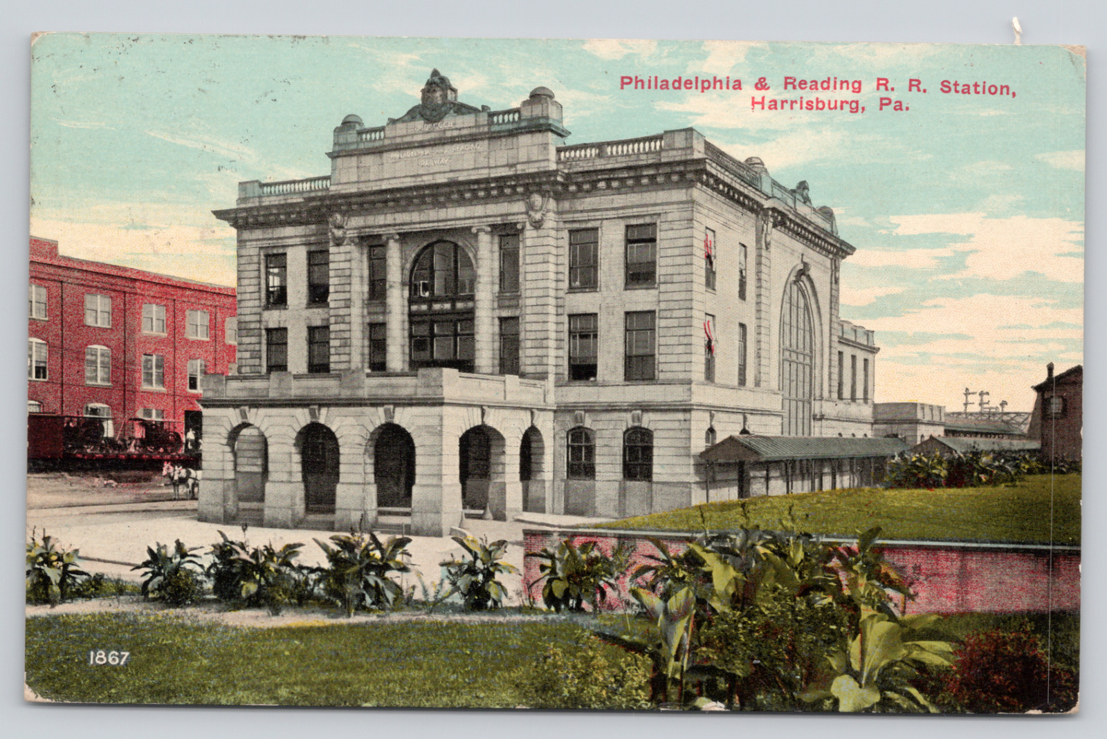 Postcard Harrisburg, Pennsylvania, 1911, Philadelphia & Reading RR Station A1012