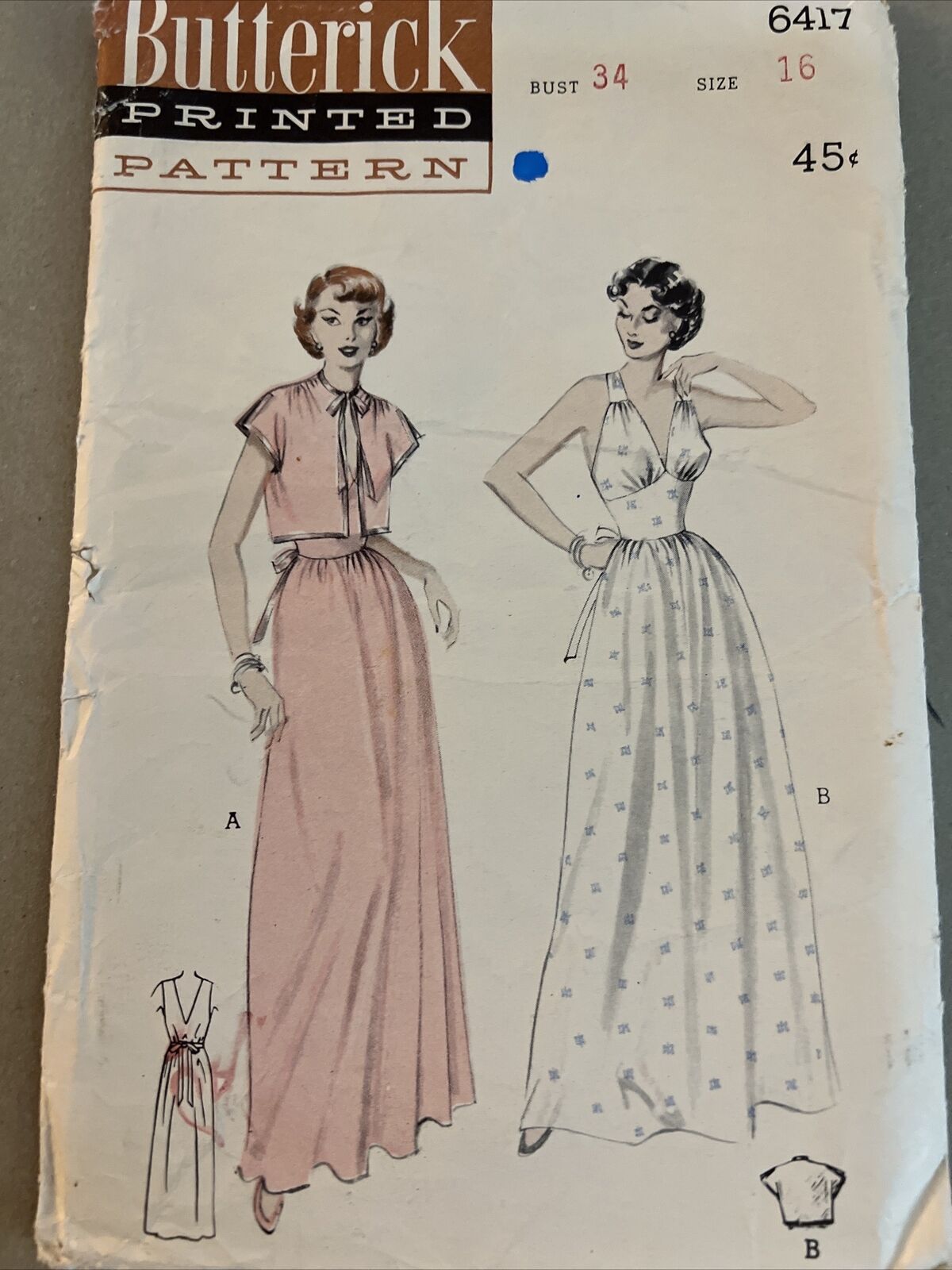 Butterick Vintage Pattern Nightgown and Bed jacket Sz 16 Complete