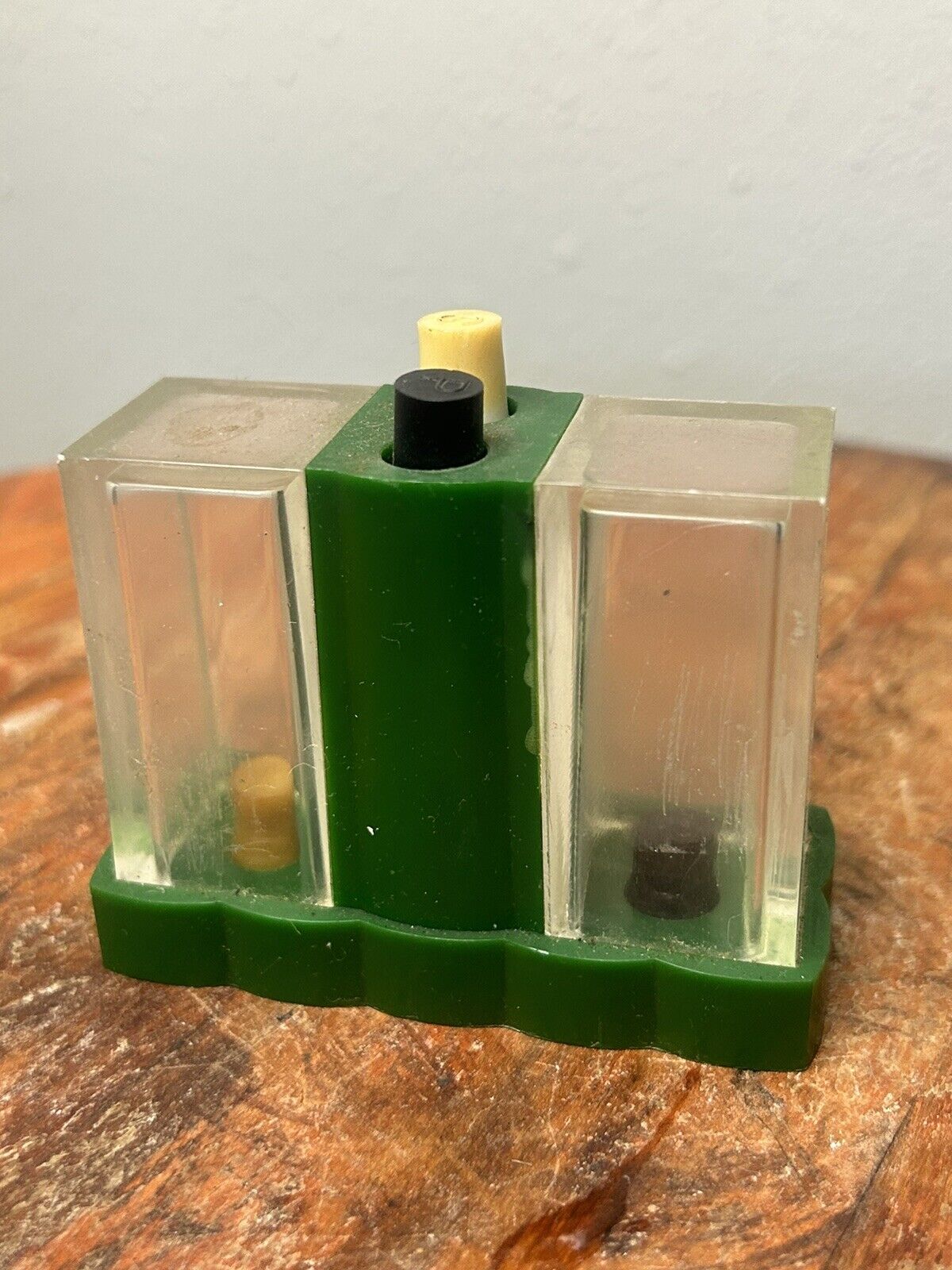 Vintage Art Deco 1930s Green Push Button Dual  Salt and Pepper Shaker Dispenser