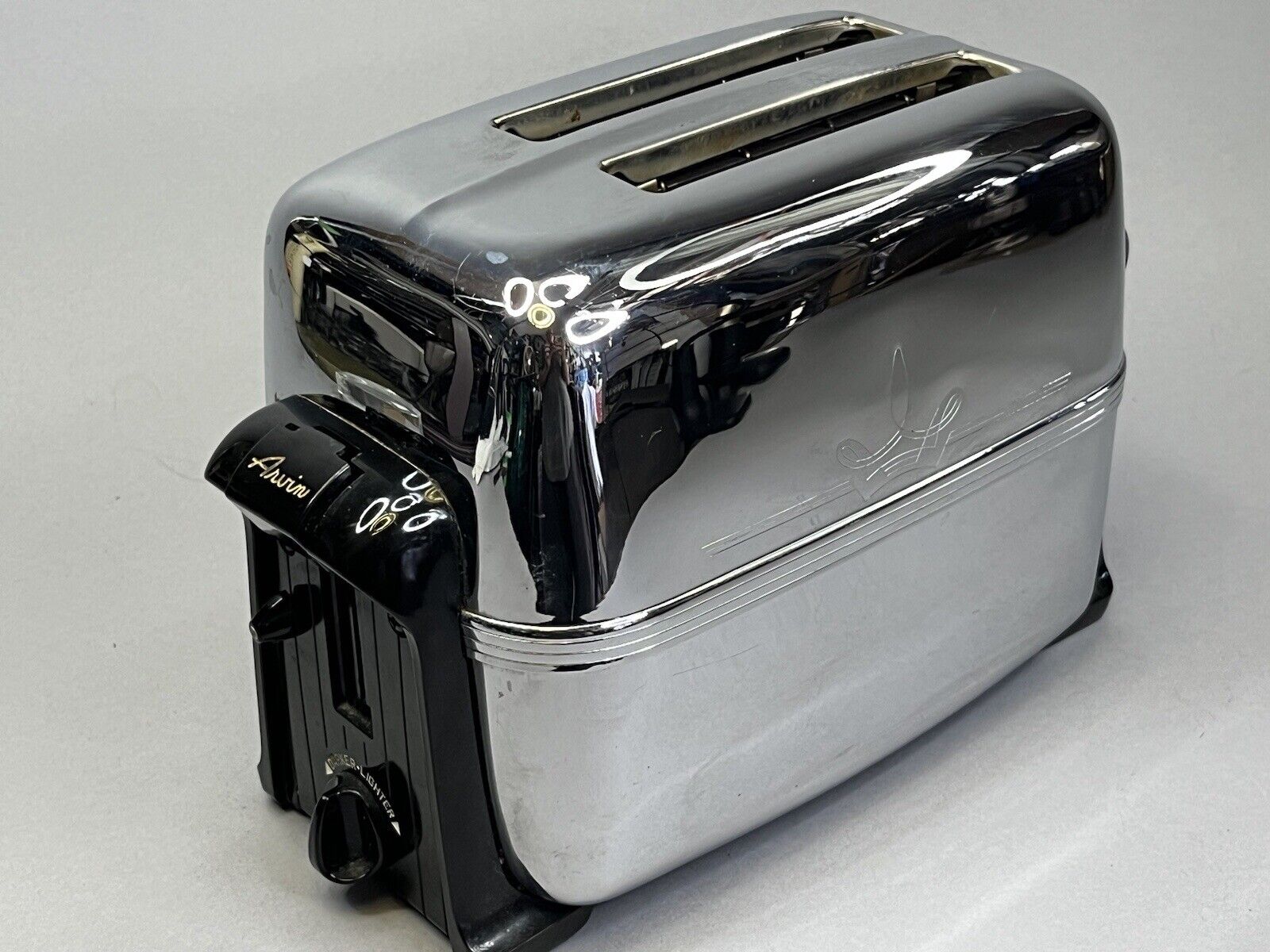 Swank Vintage 1950's Retro Chrome & Black Toaster Arvin MCM