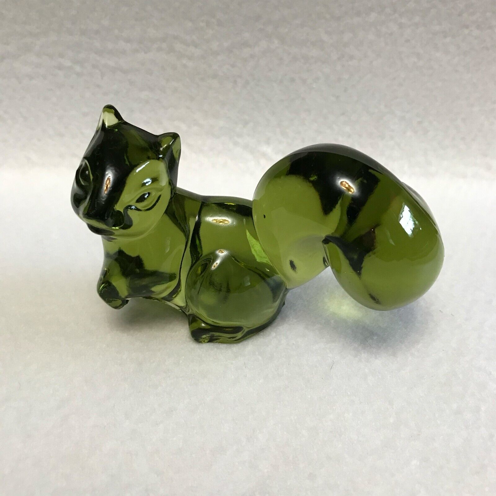 Vintage Fostoria Green Glass Squirrel - Mint