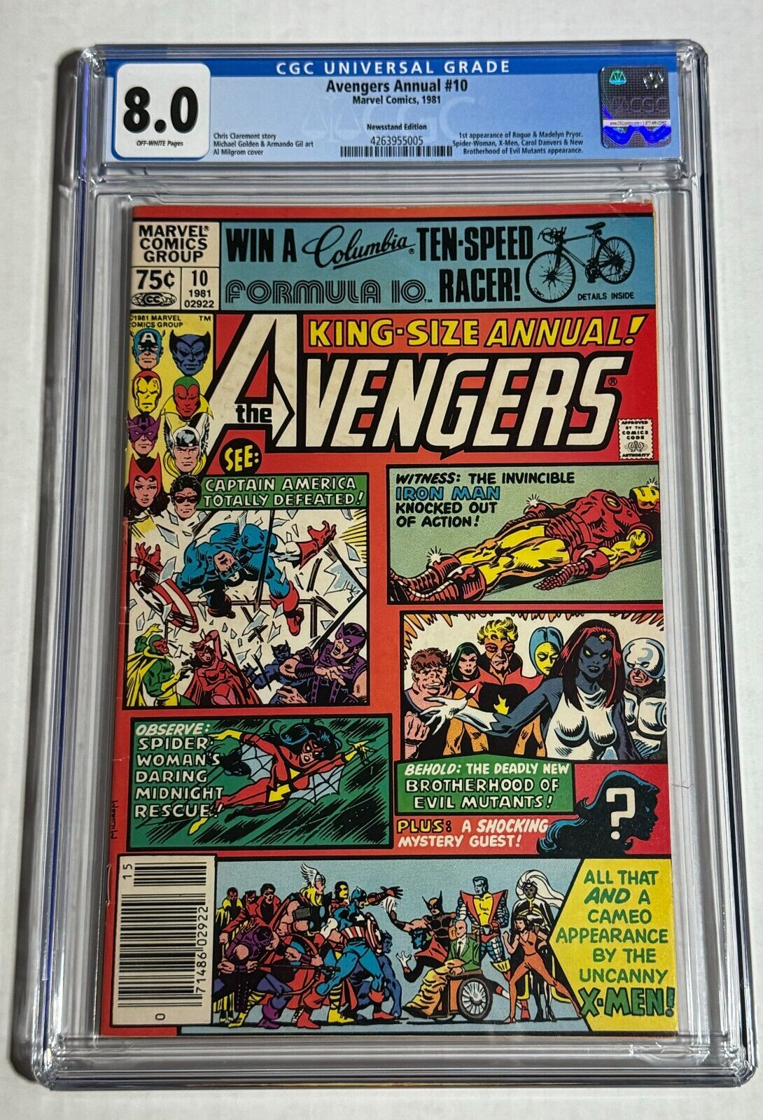 AVENGERS ANNUAL #10 CGC 8 NEWSSTAND 1ST APPEARANCE OF ROGUE MARVEL 1981