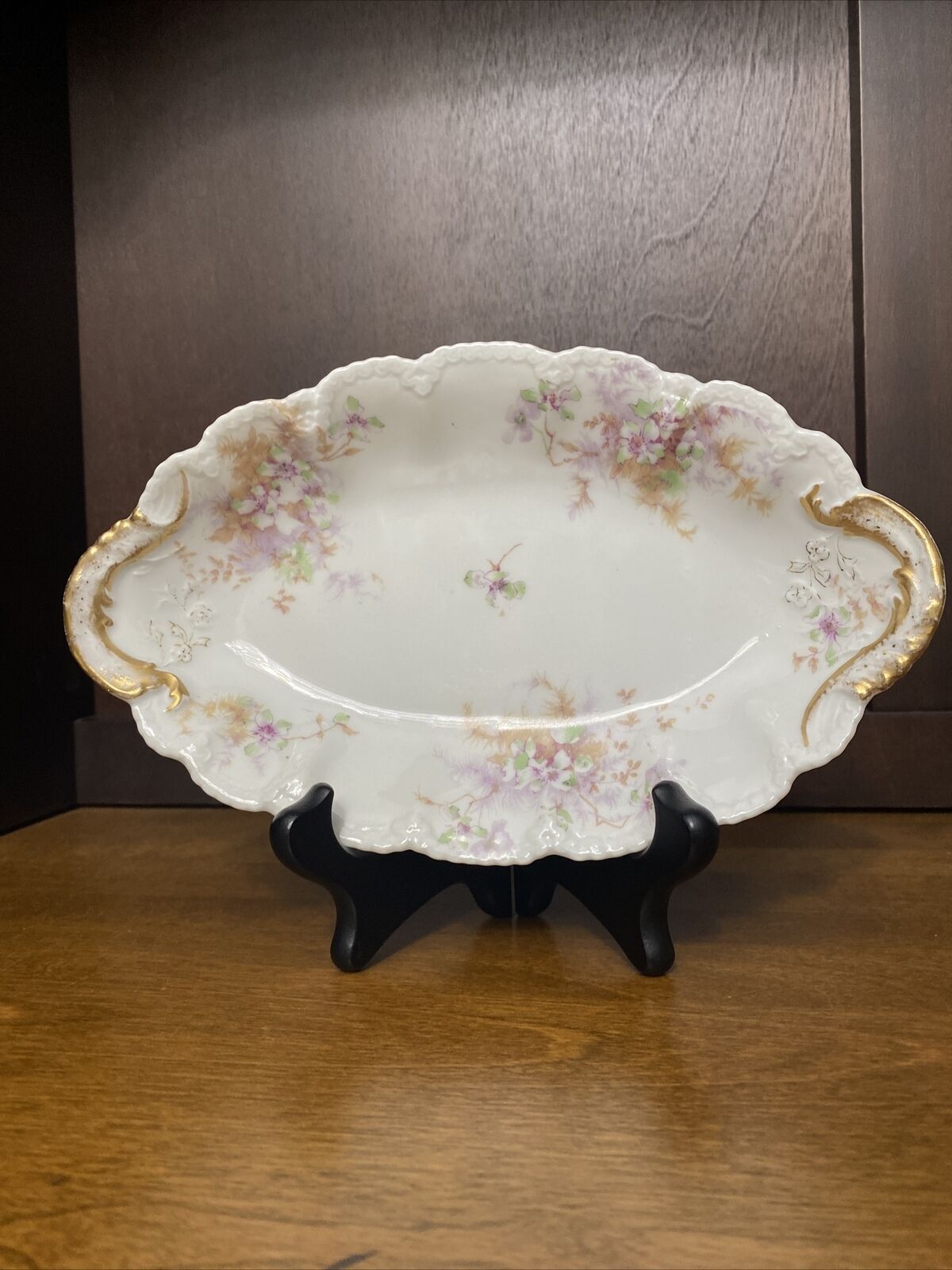 Antique Theo Haviland Limoges Oval Dish Porcelain France ~9” Scalloped Edges