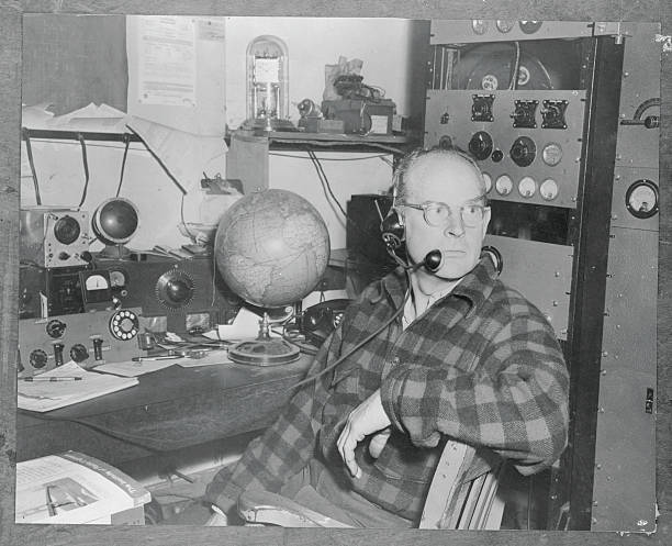 Garrett Dillenback Using the Radio 1955 Photo - Slingerlands, New York: Garrett