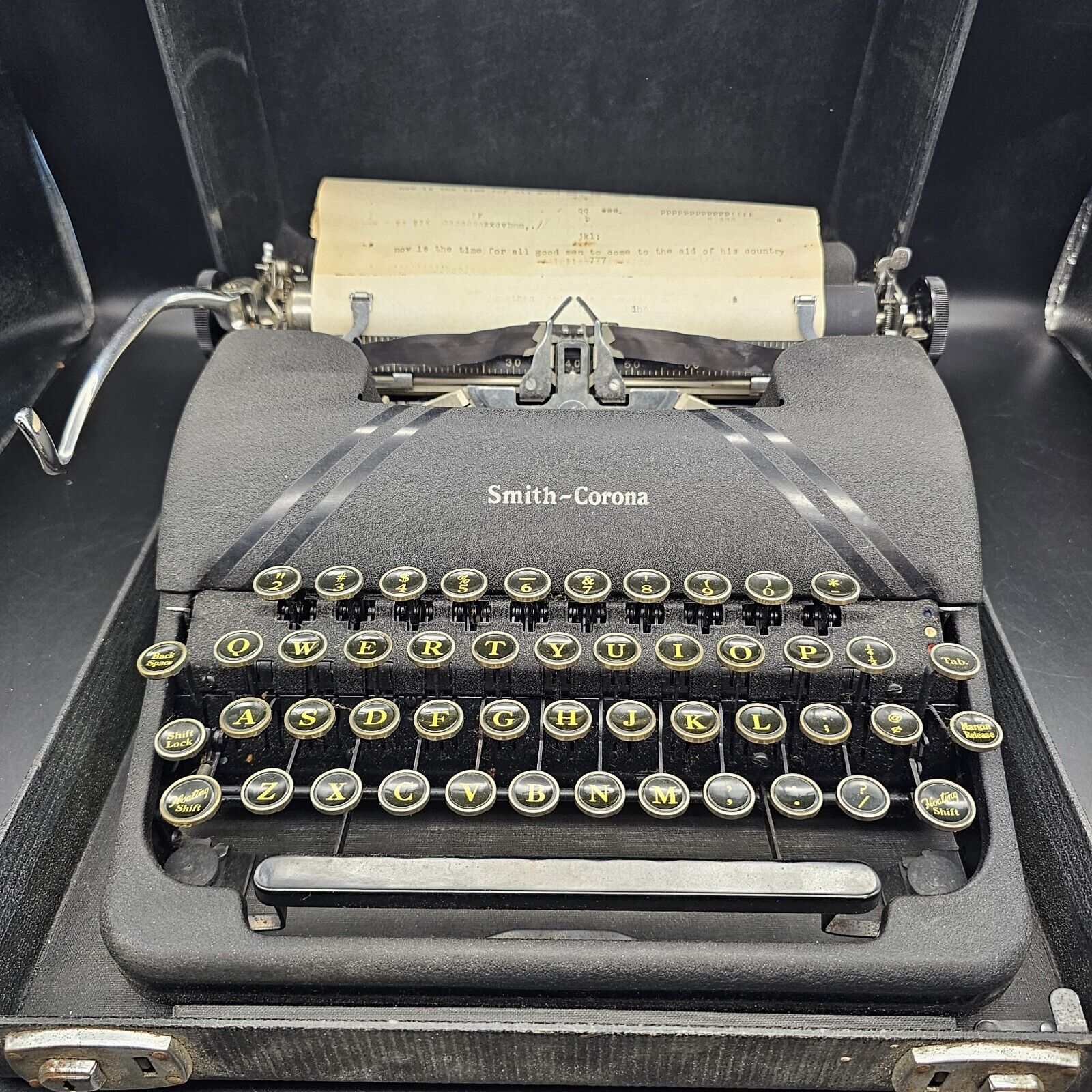Vintage 1947 Smith Corona Sterling 4A Portable Typewriter Matte Black
