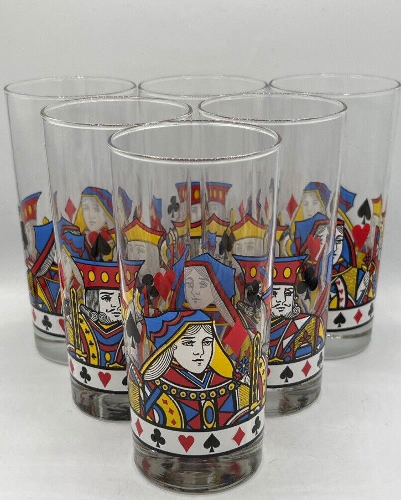 Vintage MCM Libbey ‘Kings & Queens’ Highball Glasses - Per Glass - 8 Available
