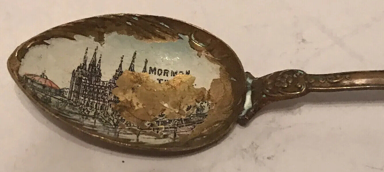 Vintage Mormon Souvenir Spoon Salt Lake City Utah Temple Copper