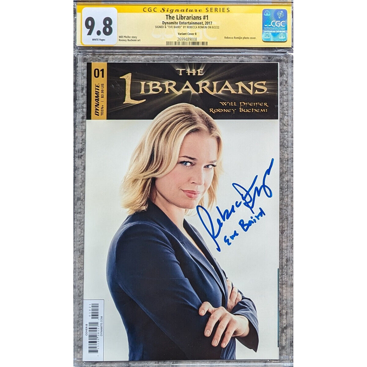The Librarians #1 photo variant__CGC 9.8 SS__Signed by Rebecca Romijn