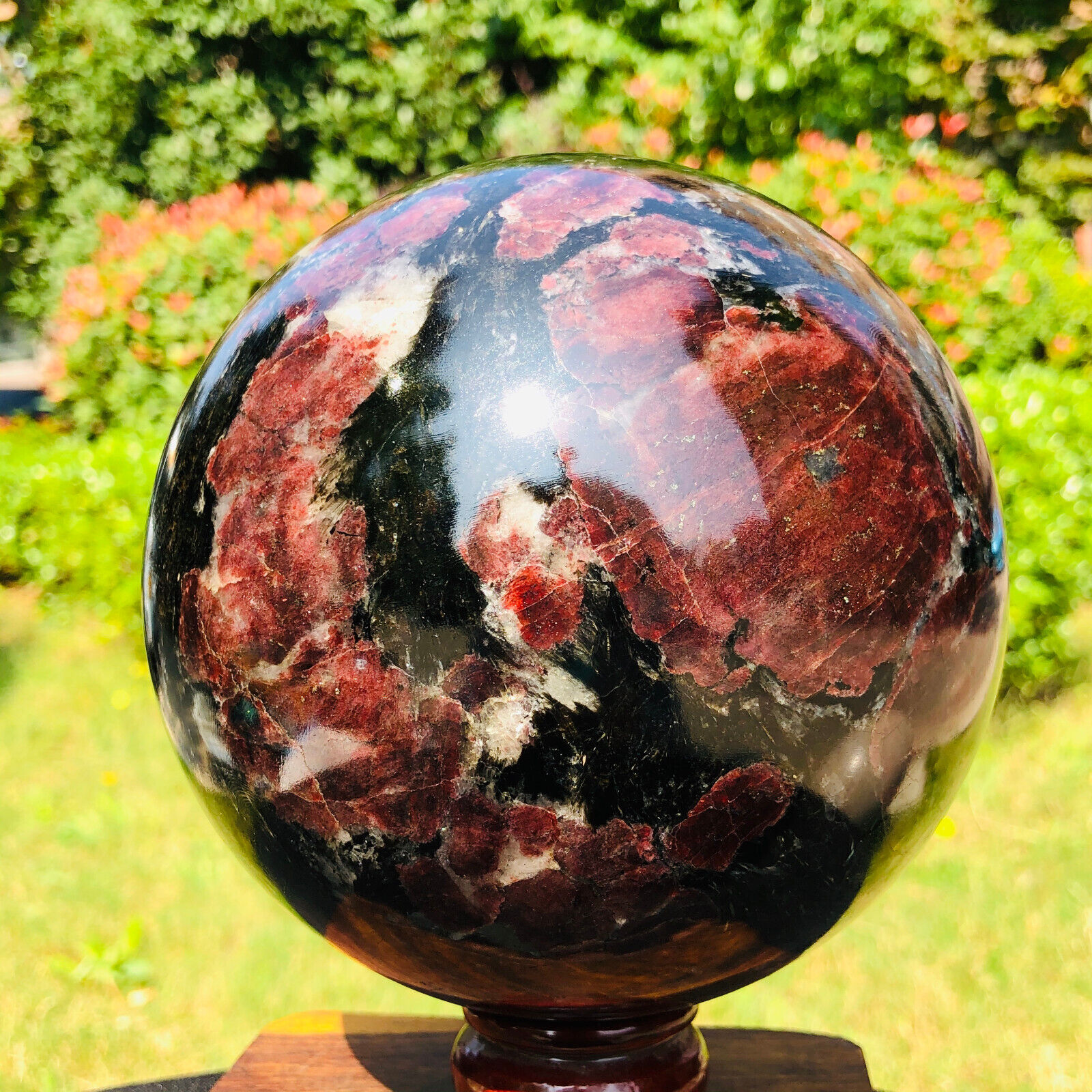9.32LB Natural Firework red garnet quartz polished sphere crystal ball healing