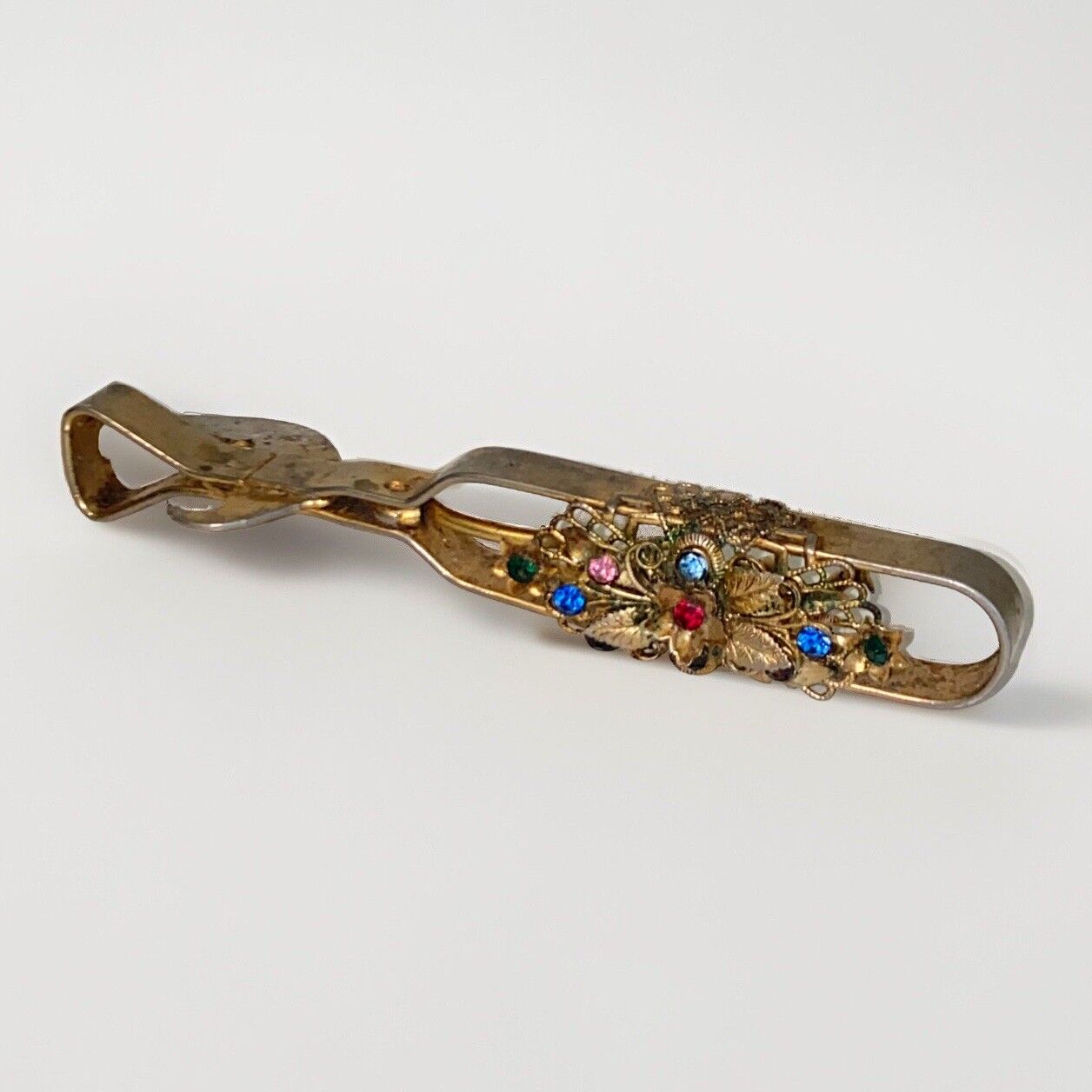 Vintage Jeweled King & Seymour Goldtone Multi Tool Corkscrew Bottle Can Opener