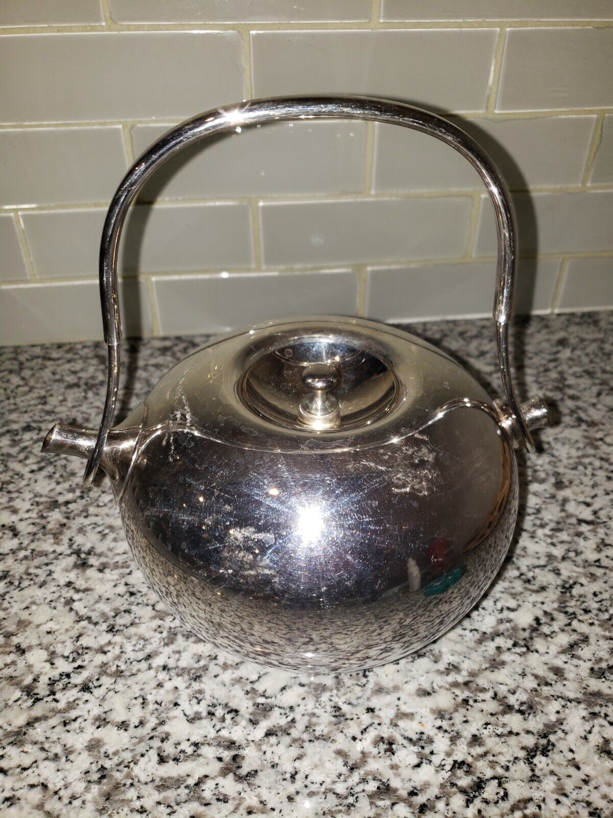 Vintage DANSK Vivianna Torun Bulow-Hube Silver Brass Tea Pot kettle, Nice