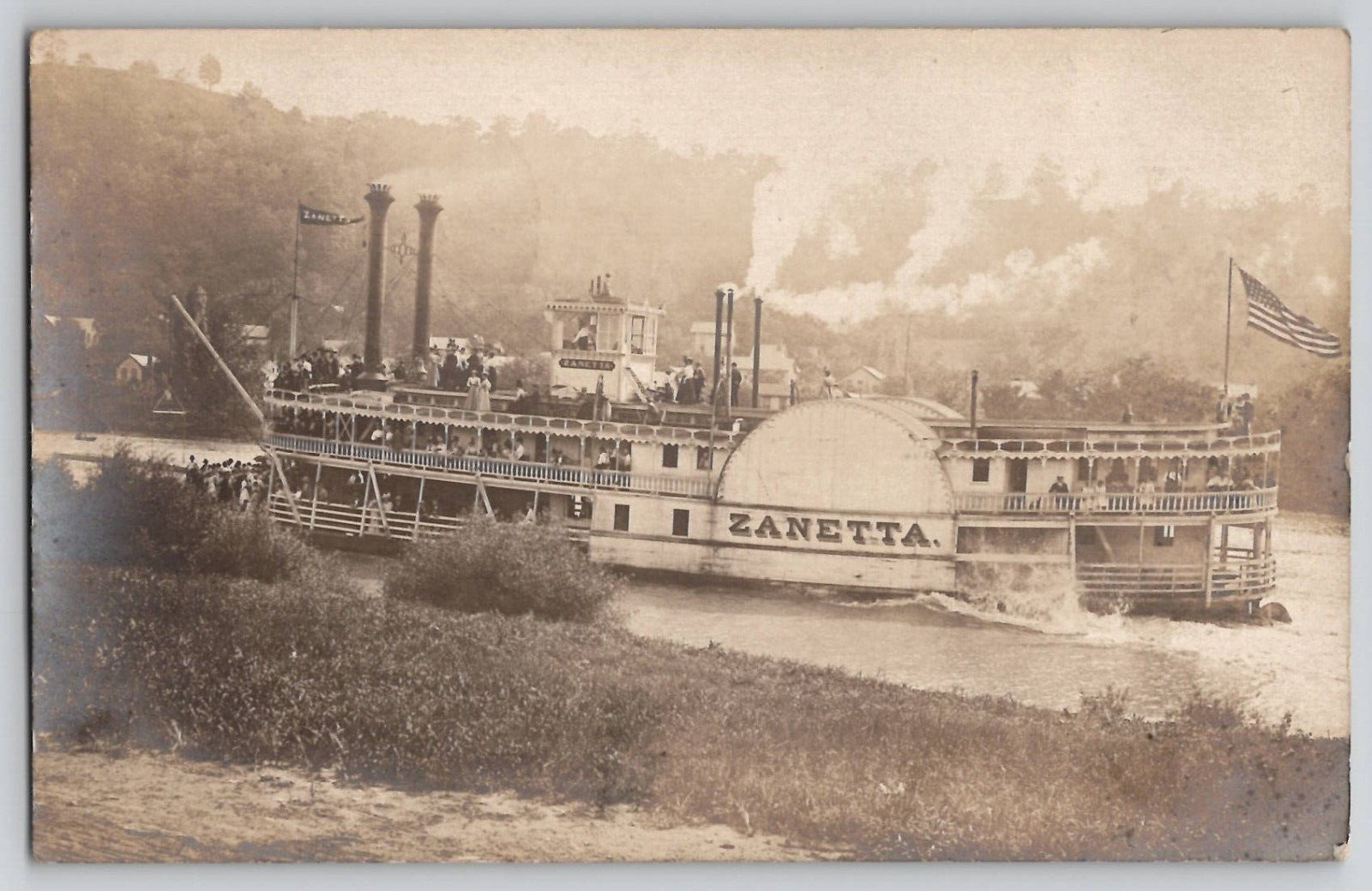 ZANETTA Steamer Steamship Malta OH, Muskingum River Ohio RPPC Photo Postcard