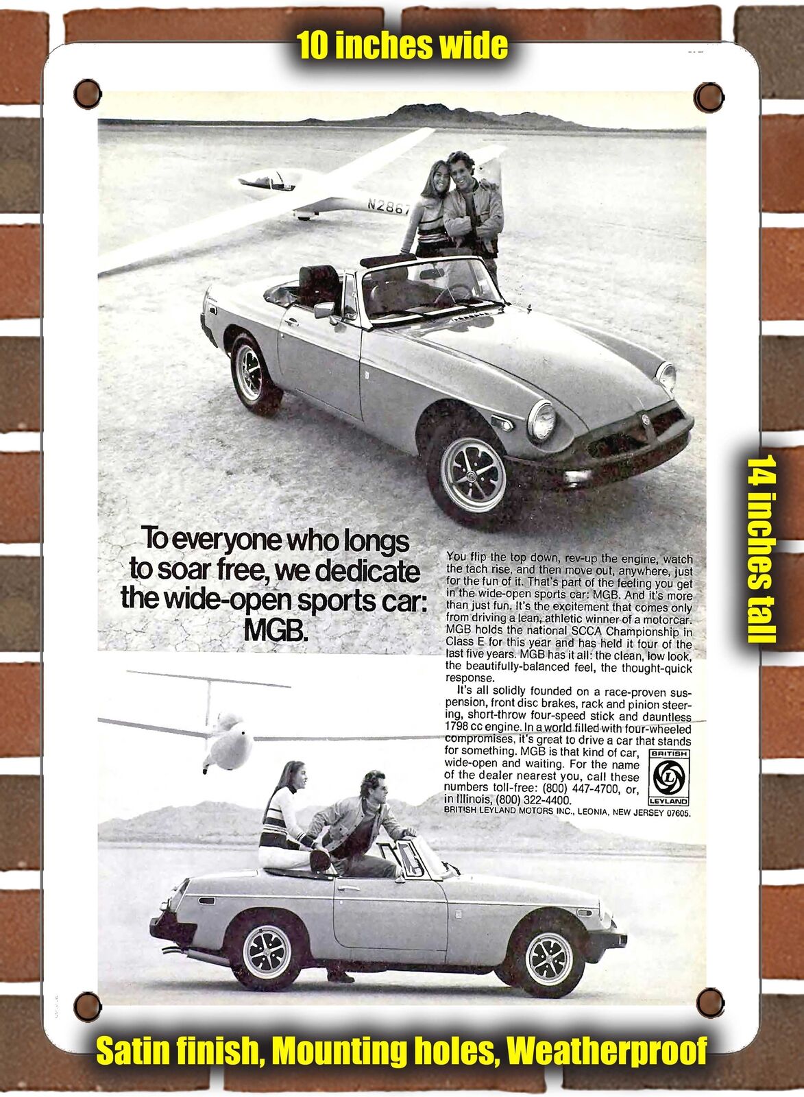 METAL SIGN - 1977 MG MGB Wide Open Sports Car