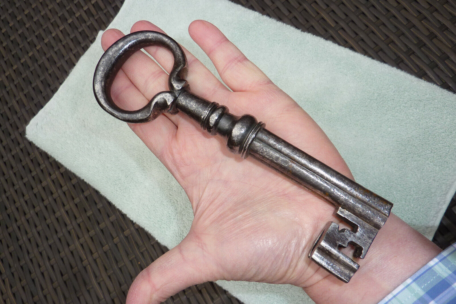 Massive Antique Italian Renaissance Key w/Complex Shaft & Bit, Mid 17th Century