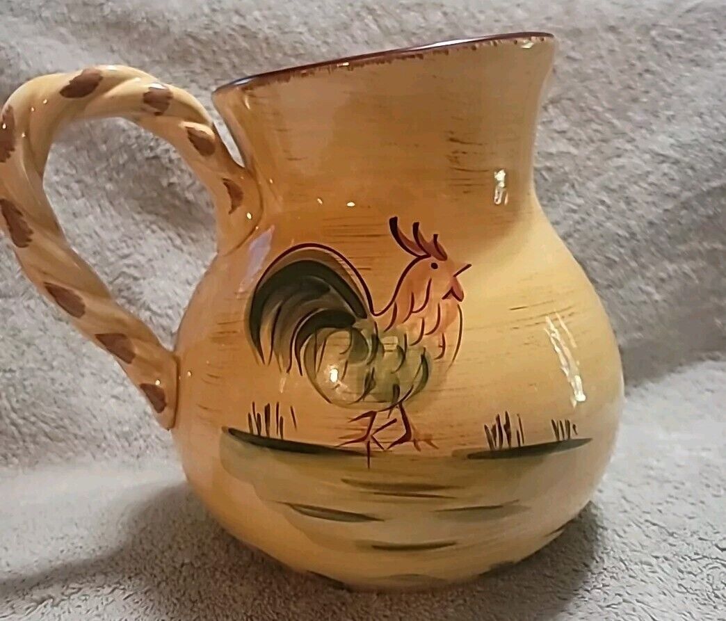 Vintage Rooster Pitcher Large Yellow 8 1/4