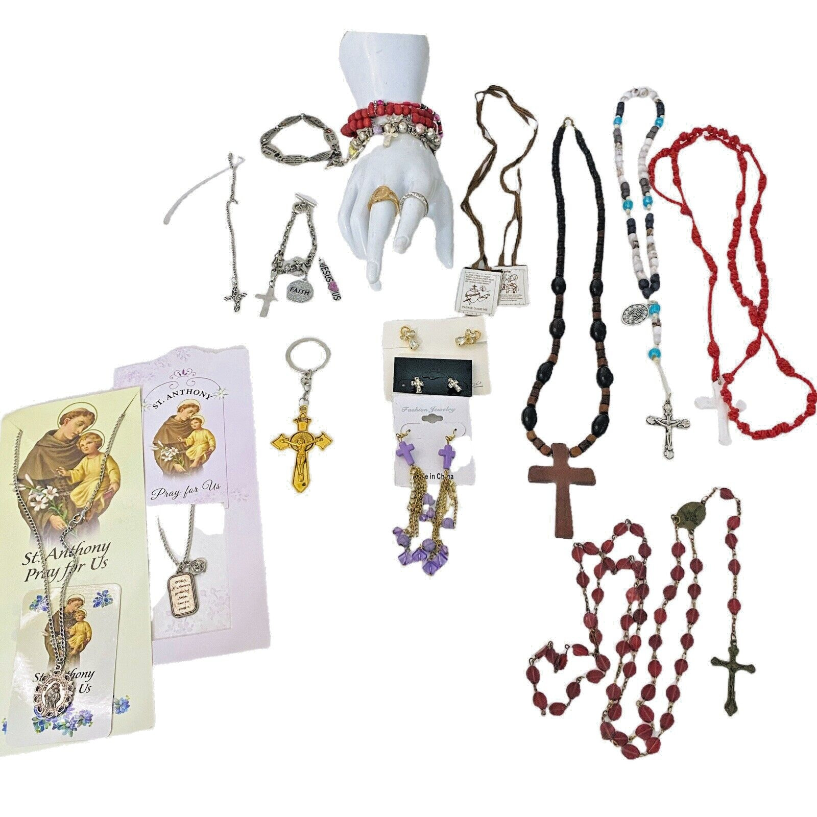 Vintage Christian Faith Religious Jewelry Lot Bracelet Necklace Catholic