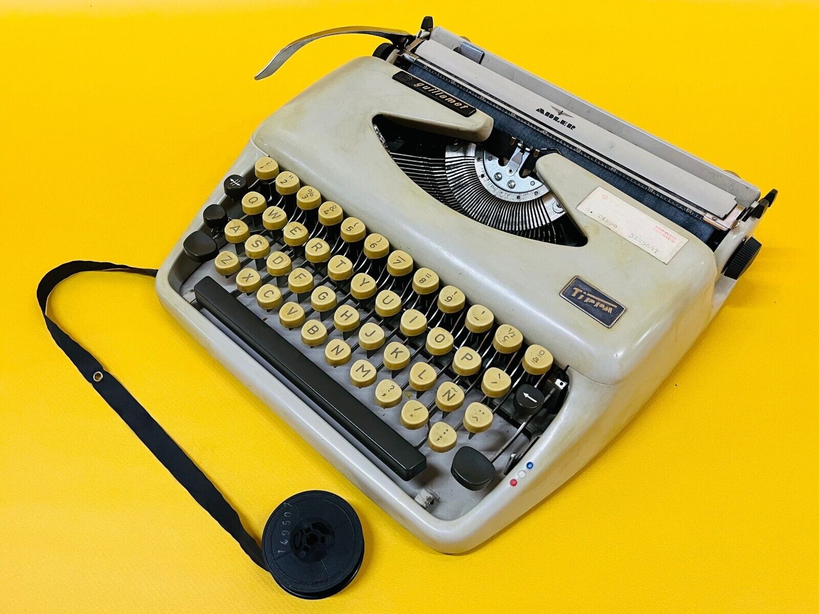 Working Typewriter ADLER TIPPA Guillamet Vintage Gray Typewriter with Case 1970s