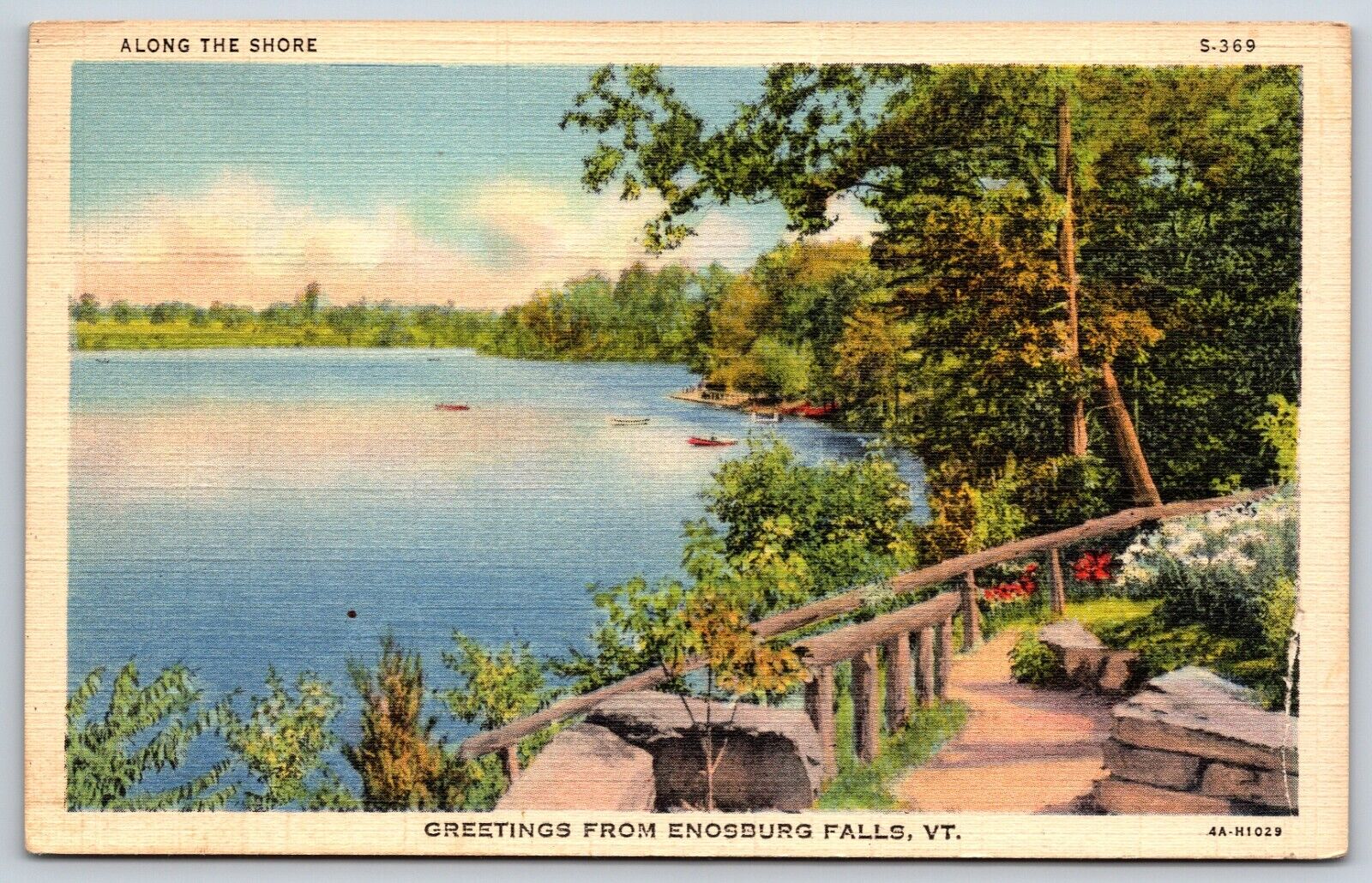 Postcard Greetings From Enosburg Falls, Along The Shore, Vermont Posted 1941