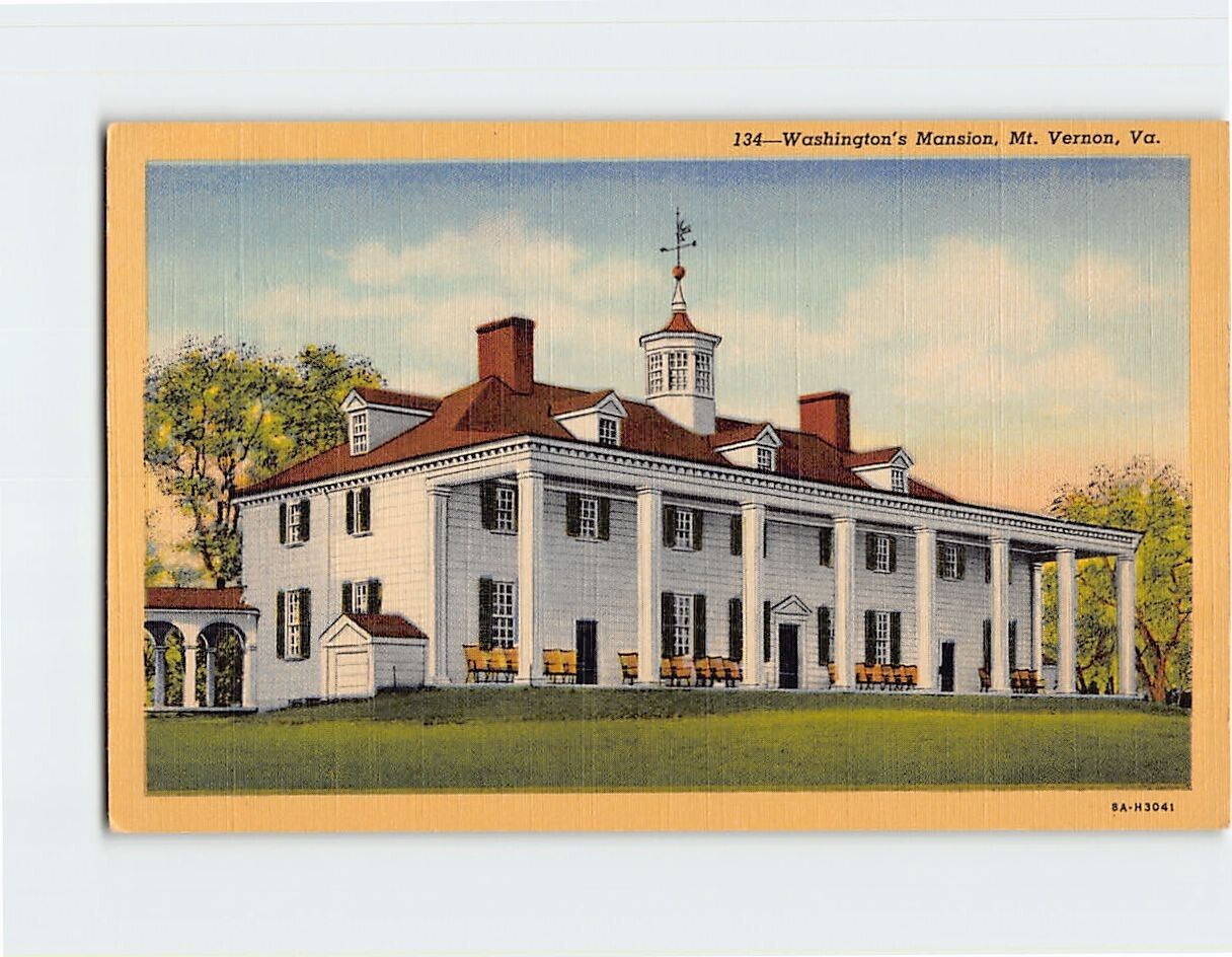 Postcard Washington\'s Mansion Mt. Vernon Virginia USA