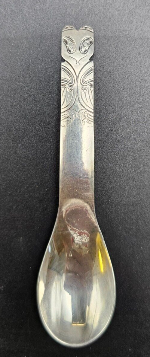 Vintage Tlingit Amos Wallace Sterling Silver Raven Spoon