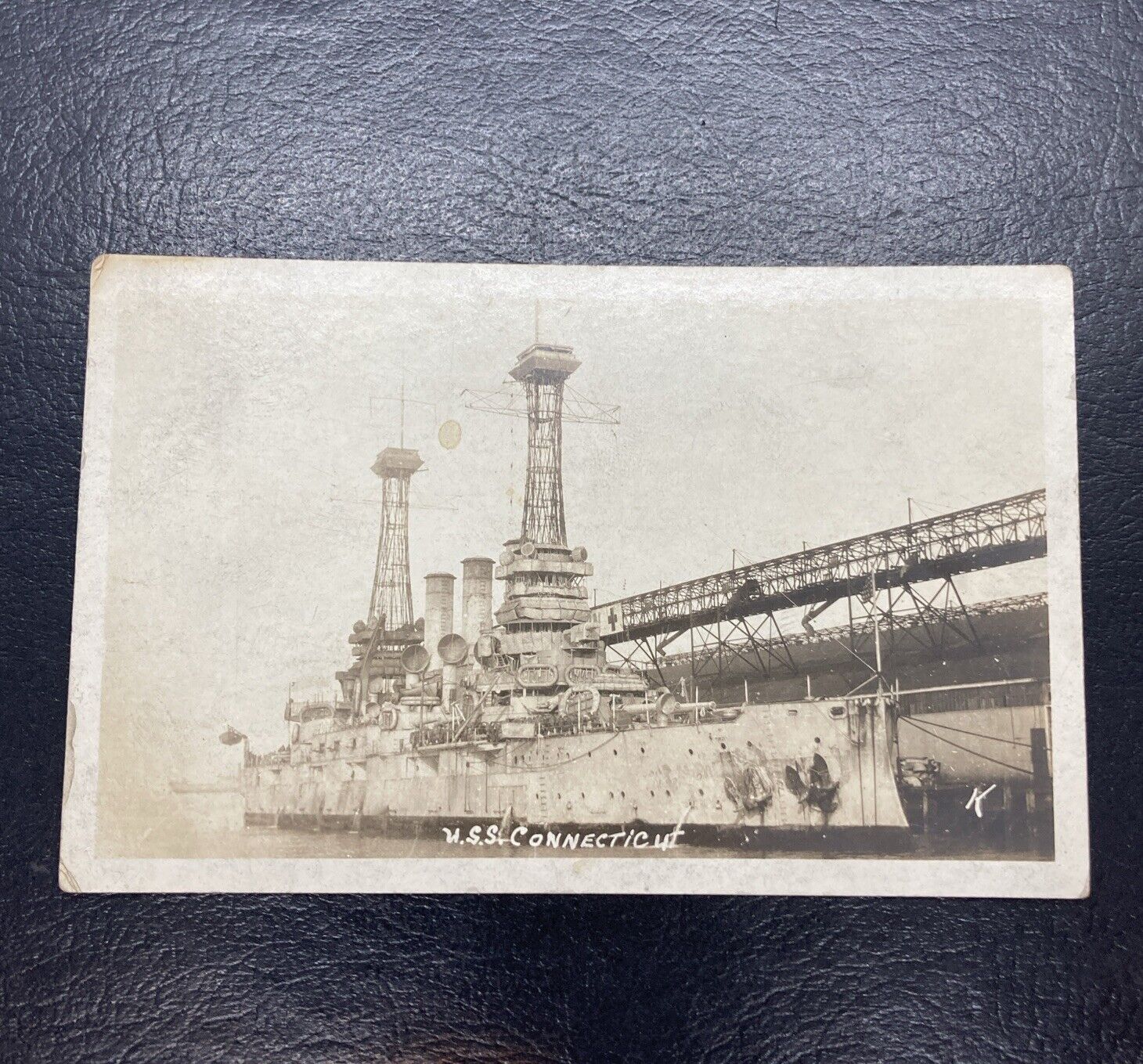 WWI Uss Connecticut US Navy Battleship BB-18 1920’s Rppc Real Photo Postcard