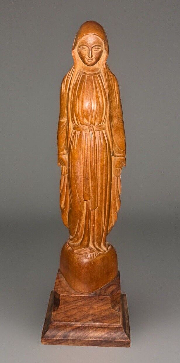 Vintage Hand Carved Virgin Mary Statue Beautifully Made 10.5”