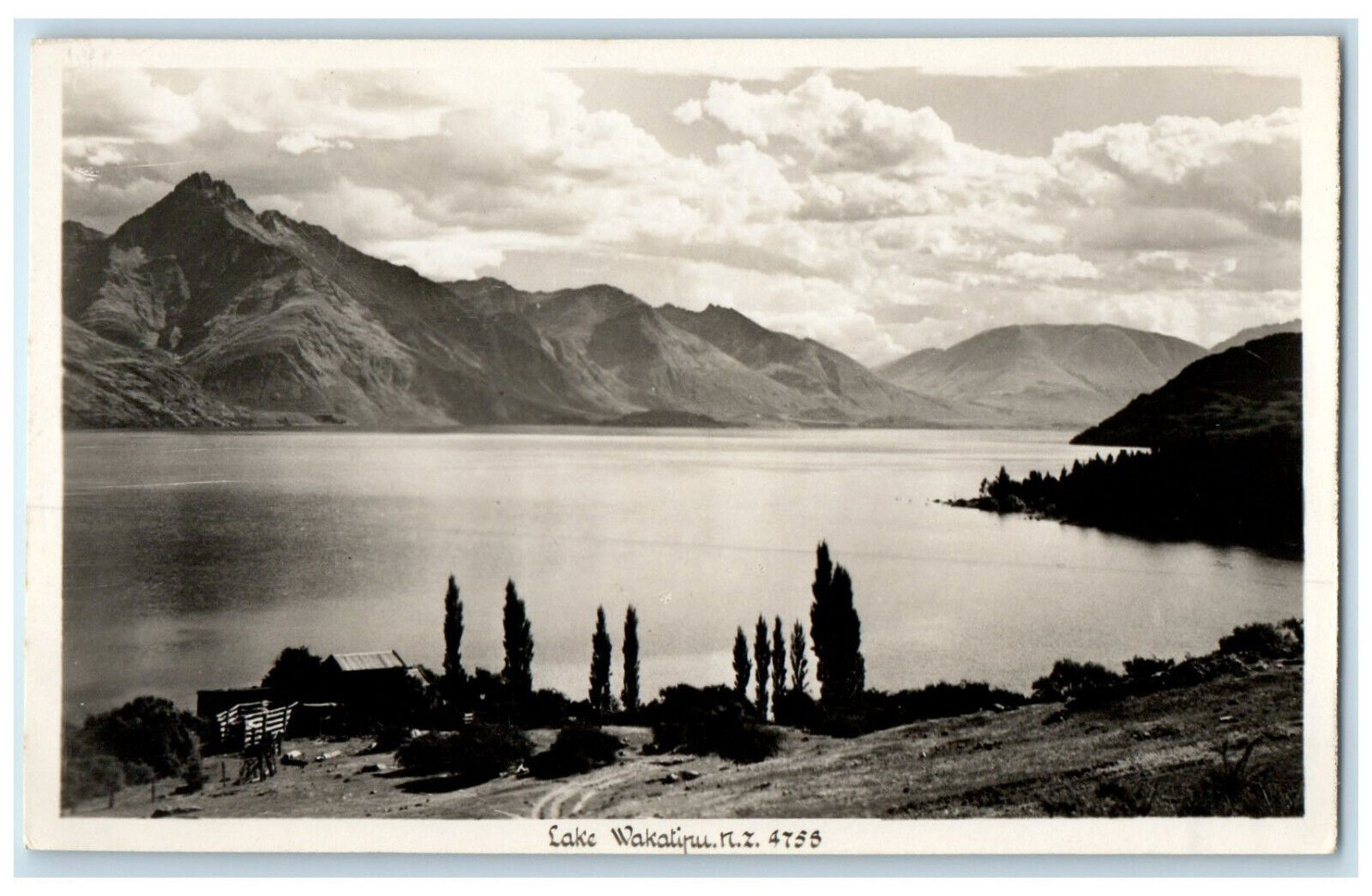 c1920\'s Mountain View Lake Wakatipu New Zealand Unposted RPPC Photo Postcard
