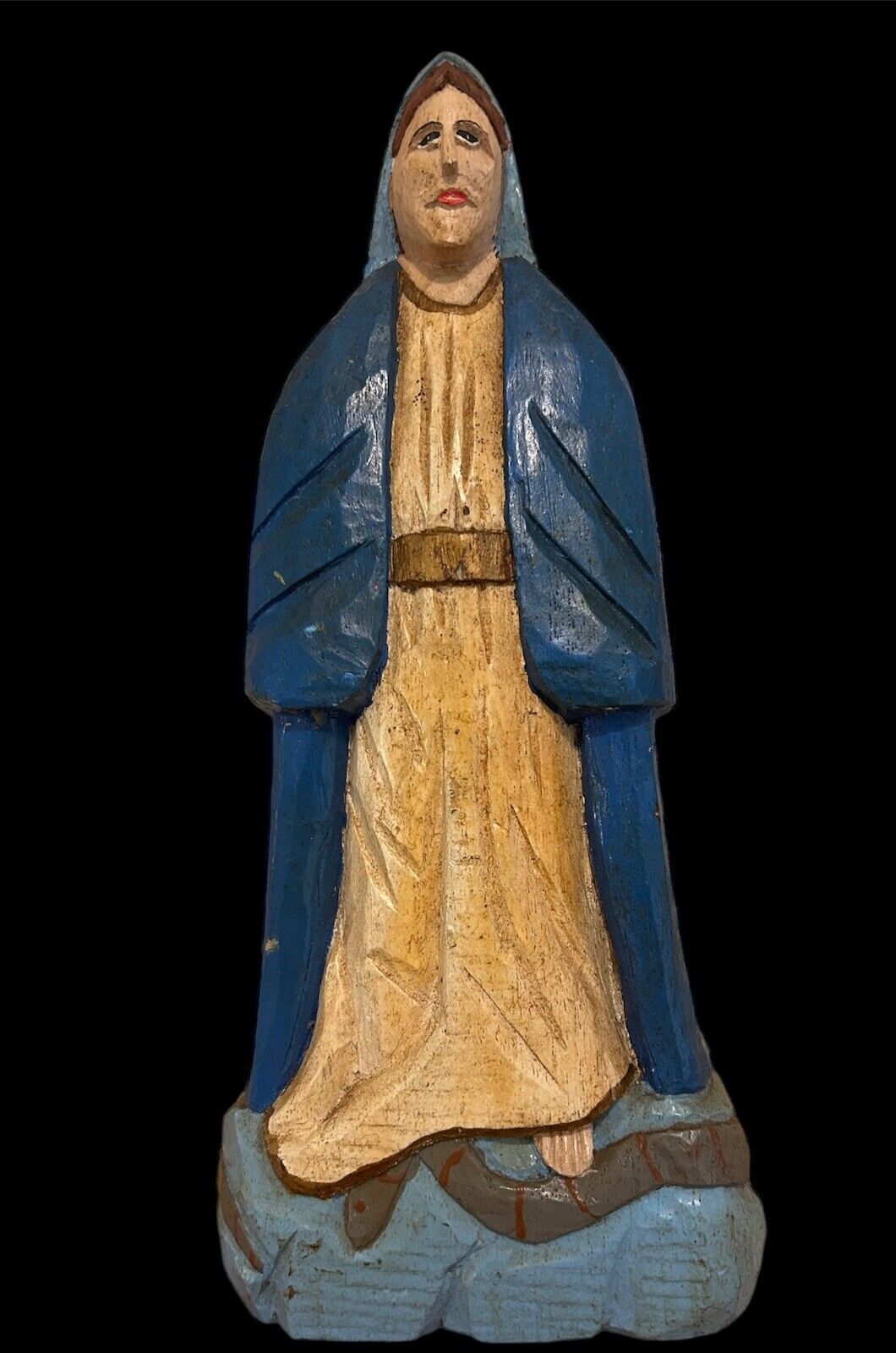 Antique La Milagrosa Virgin,Our Lady Of Grace Carved Wood folk art statue 10\