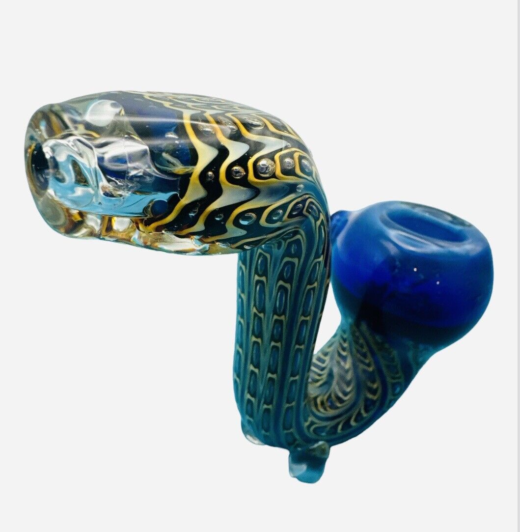 5.5” Handmade Blue Multicolor Sherlock Tobacco Smoking Bowl Glass Pipes Spoon