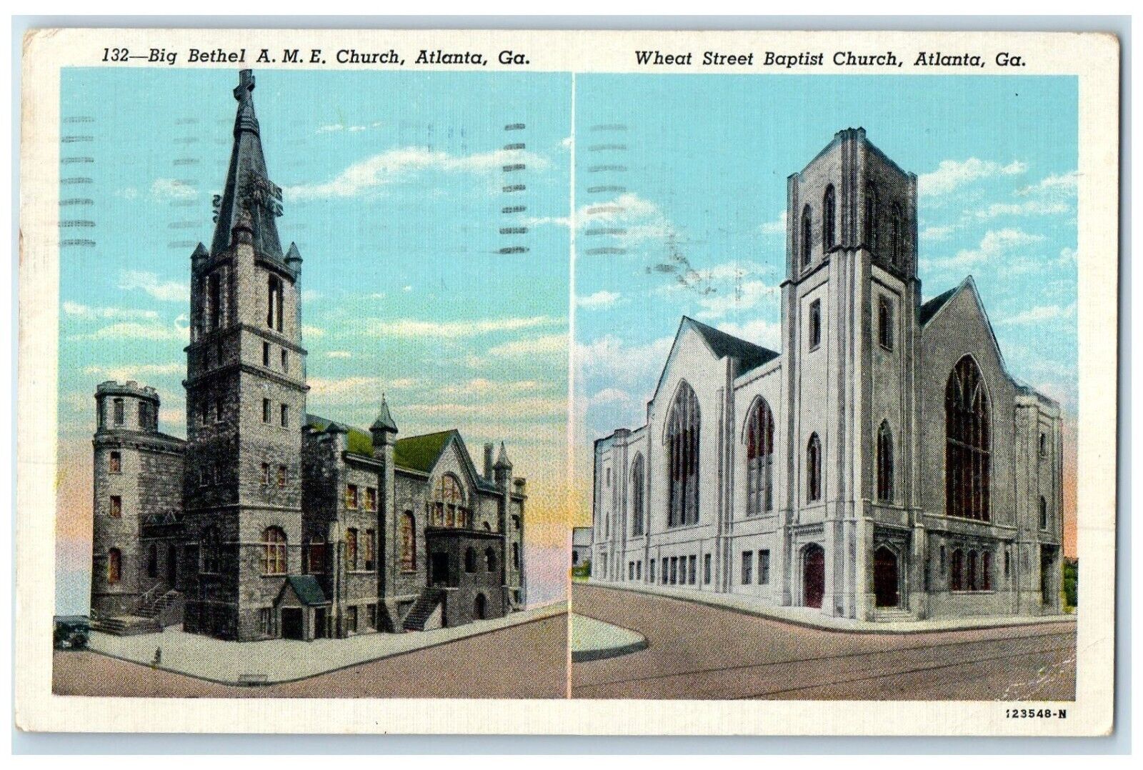 1952 Big Bethel Church Wheat Street Atlanta Georgia GA Vintage Antique Postcard