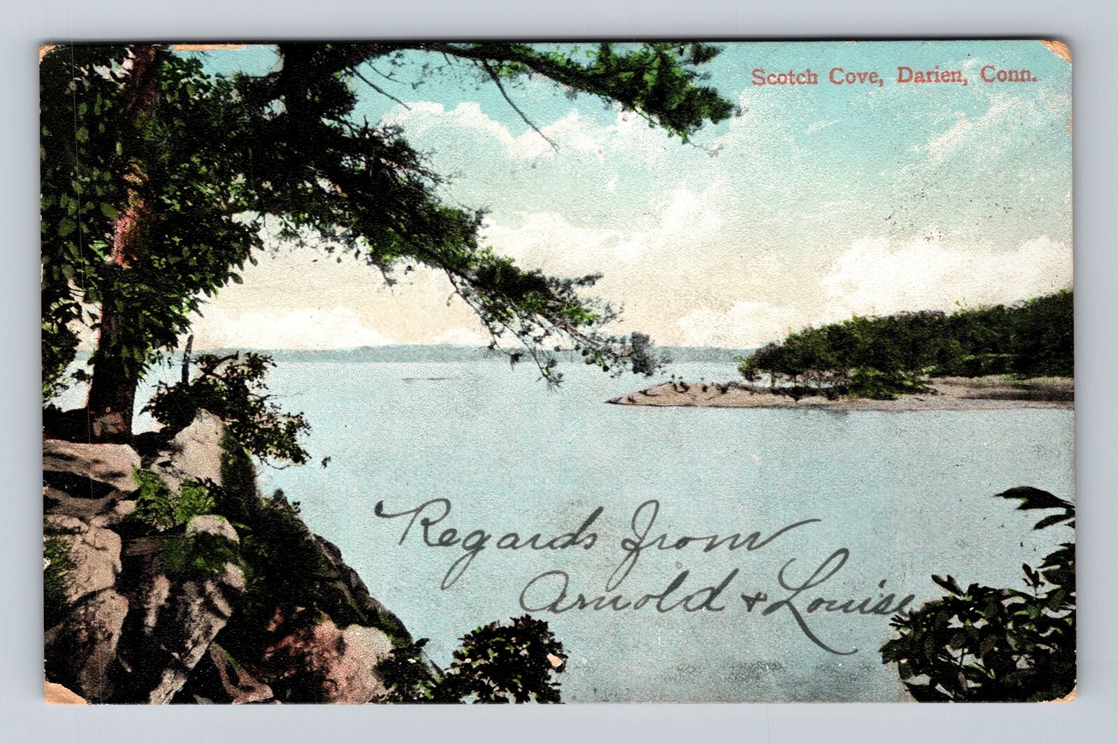 Darien CT-Connecticut, Panoramic View Scotch Cove, Antique Vintage Postcard