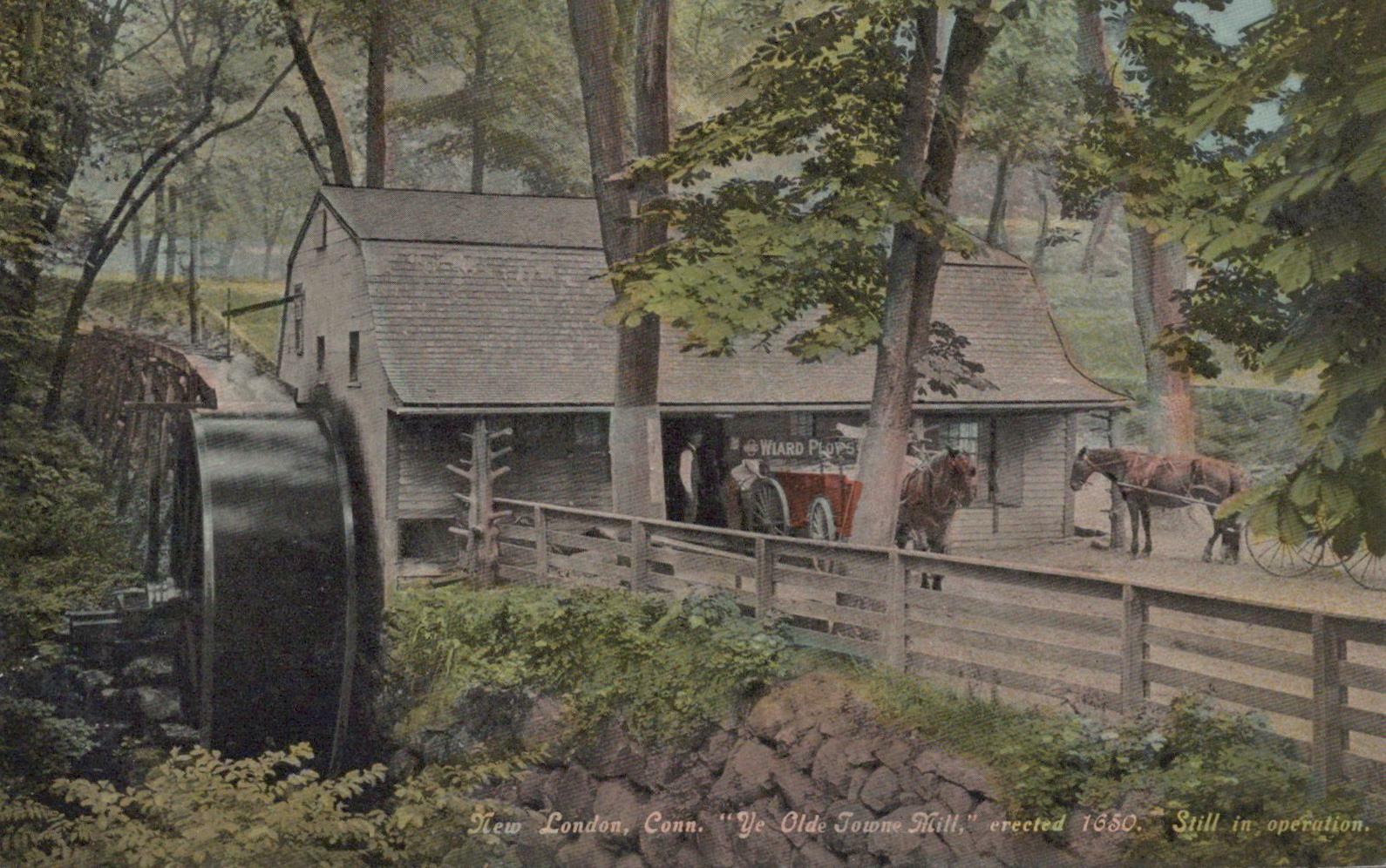 Postcard New London CT Ye Olde Towne Mill 1910