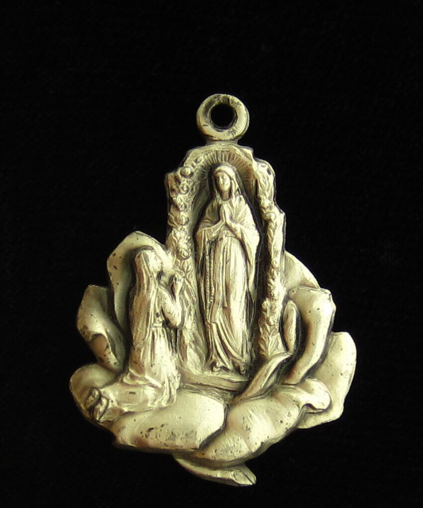 Vintage Mary Lourdes Medal Religious Holy Catholic