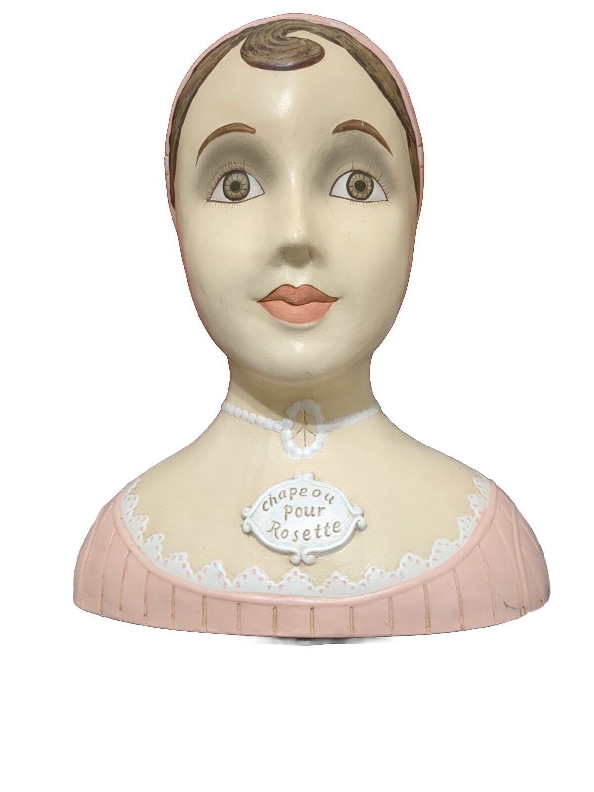 Vintage Mannequin Head Hat Wig Display Chapeou pour Rosette Hand Painted Flapper
